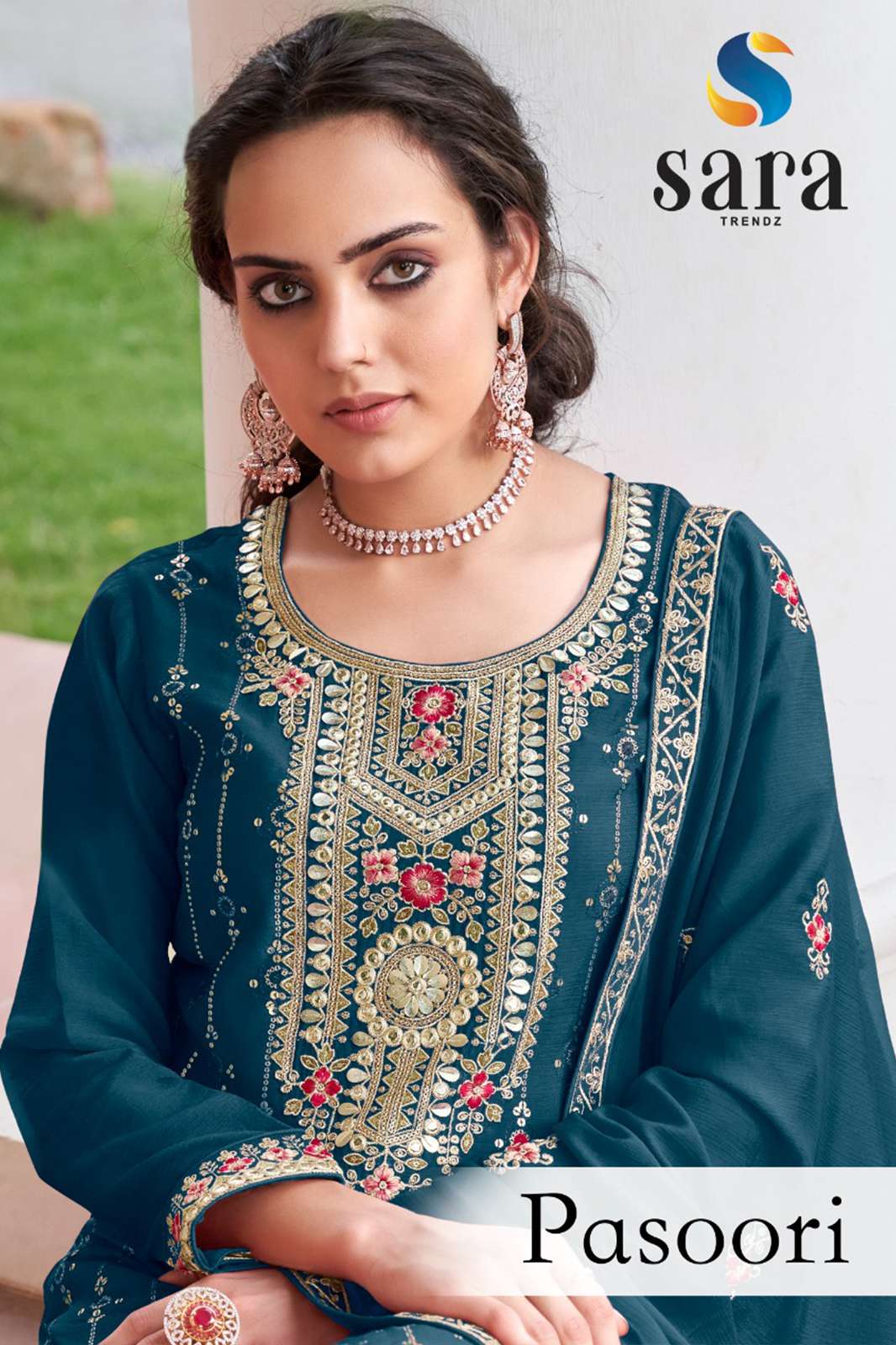 SARA TRANDS 5758 PASOORI Chinon With Heavy Embroidery Work Salwar Kameez