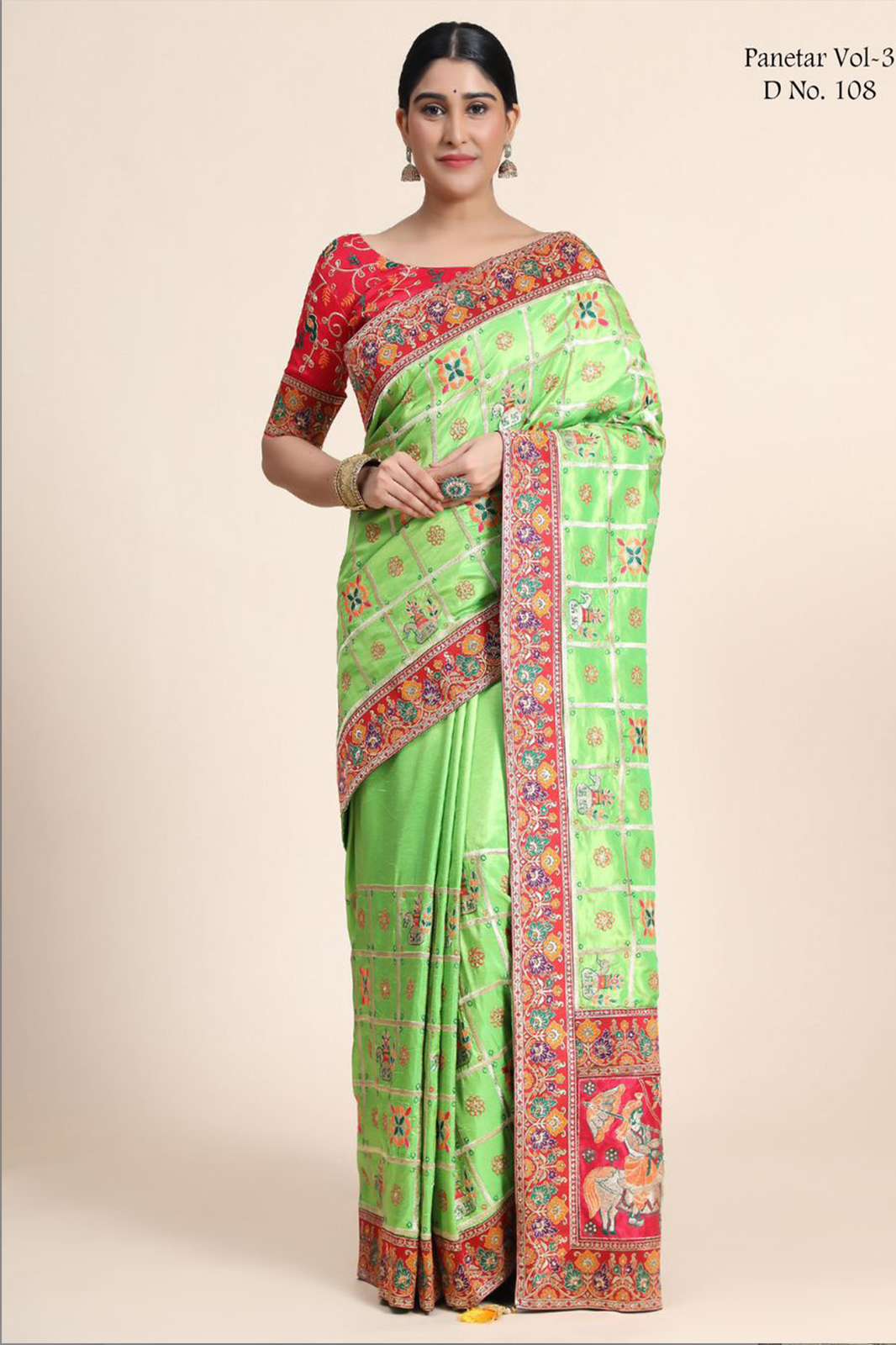 Shri Balaji Emporium 5707 PANETAR  Soft Silk Embroidery + Diamond Work Sarees 