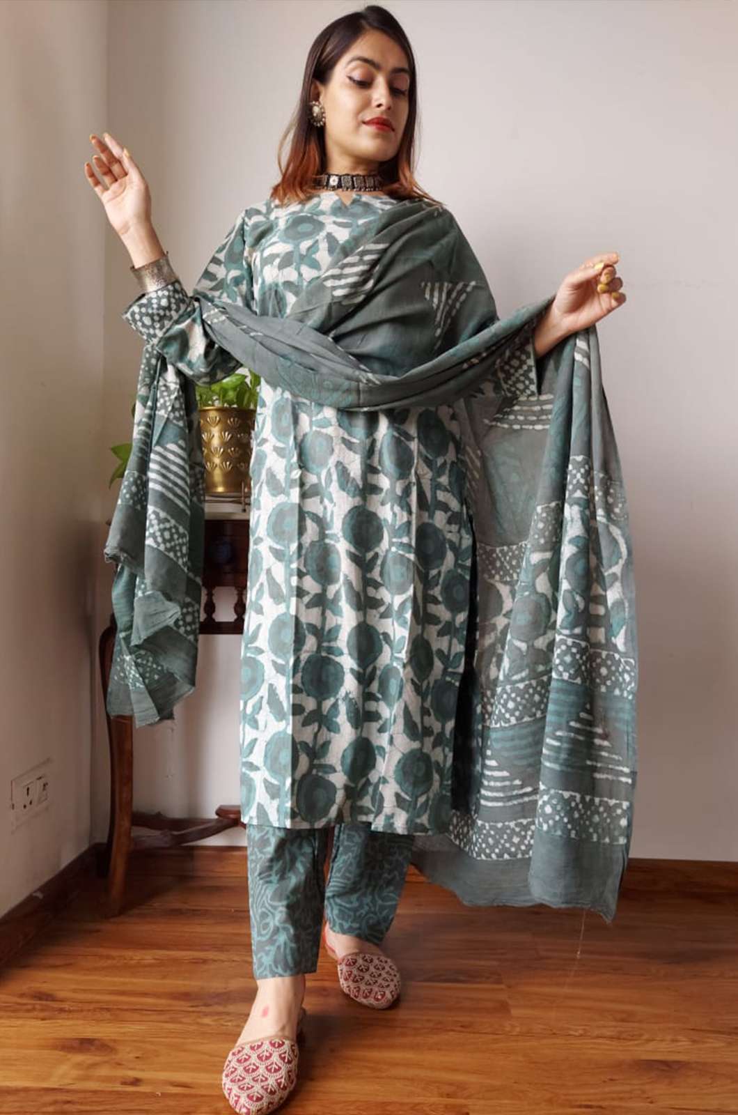Shri Balaji Emporium 6084B Hand Block Printed Stitched Cotton Suits 