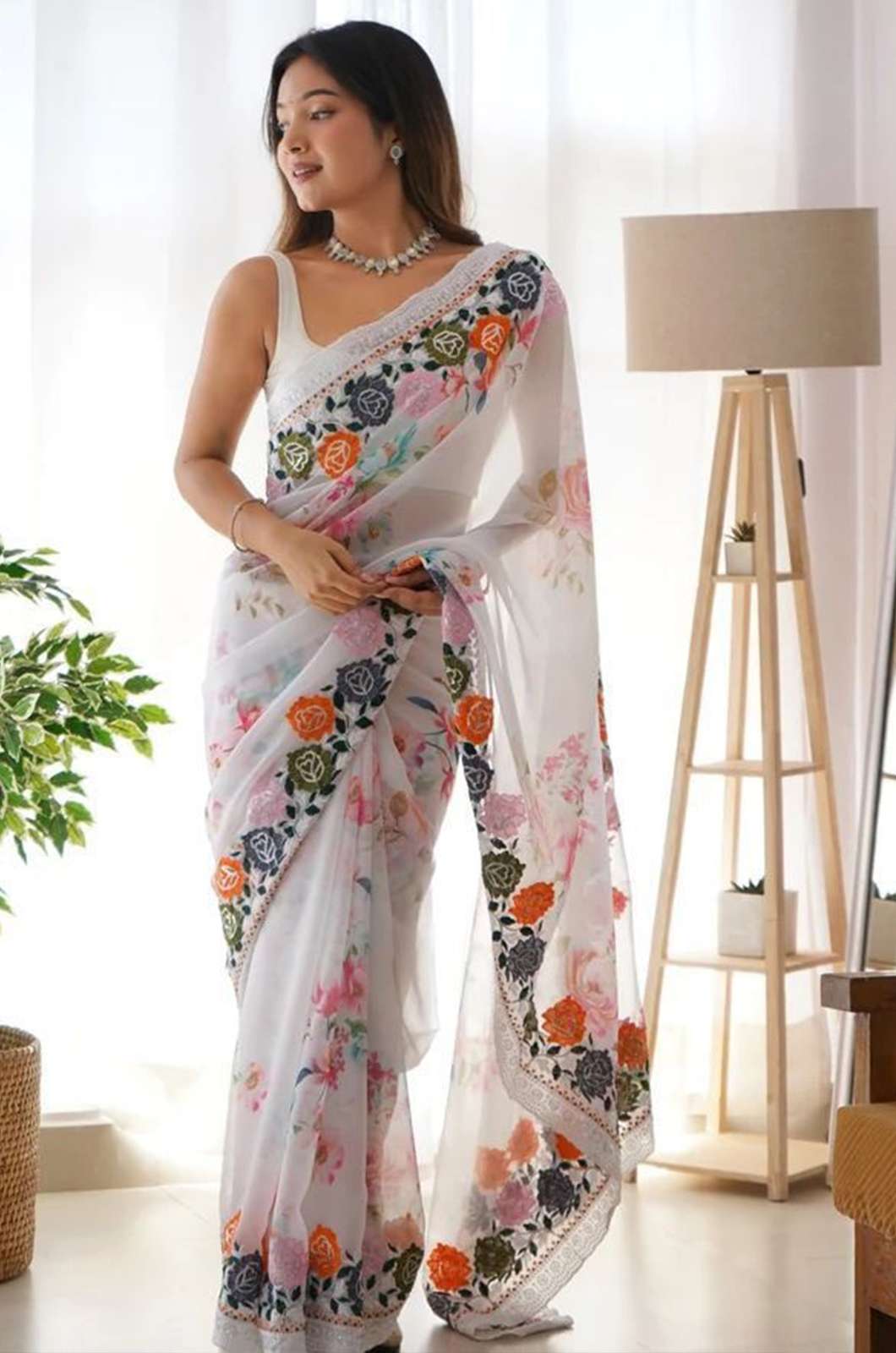 Shri Balaji Emporium AN3068 COLOUR’S 5935 Georgette Flowers Digital Print Sequence Embroideryed saree