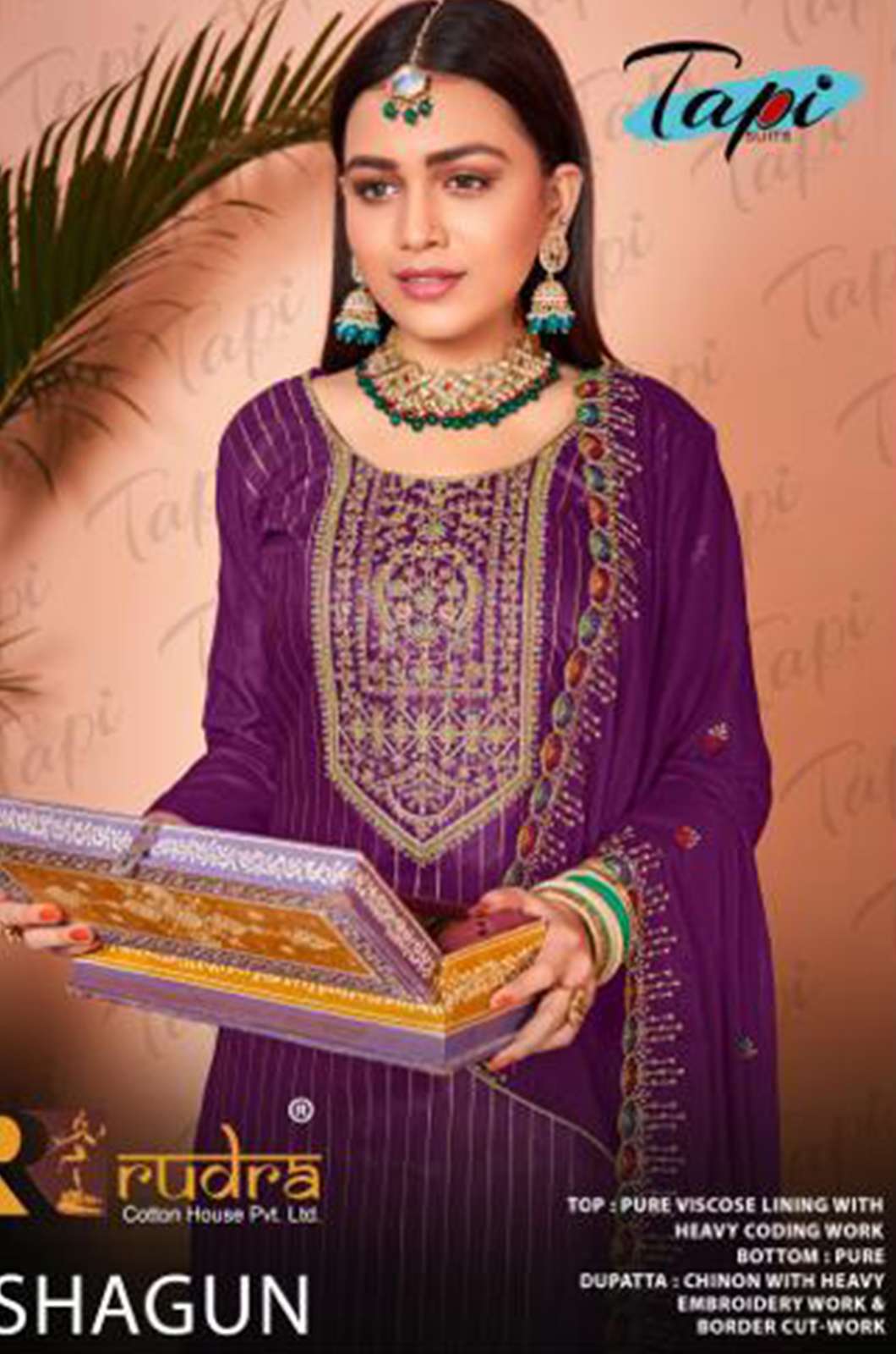 TAPI SHAGUN PURE VISCOSE LINING SUIT WITH HEAVY CODING WORK