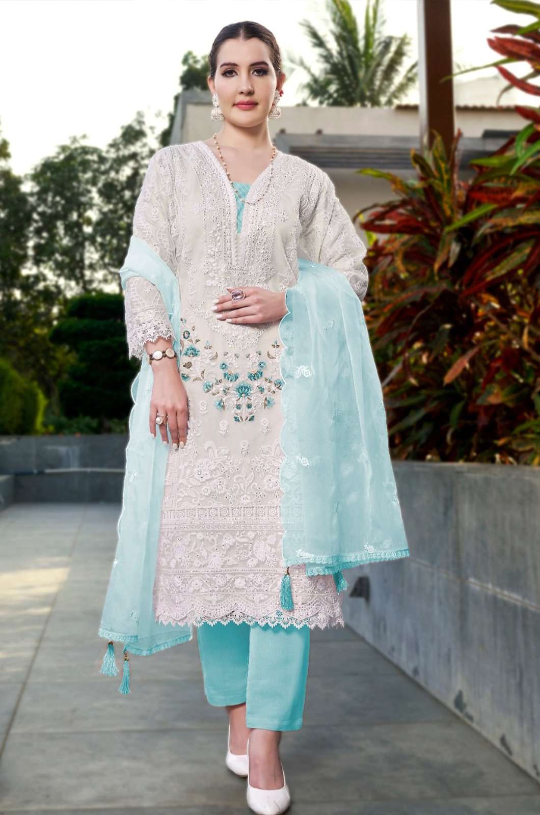 Zarqash Z 202 Pure Organza Pakistani Suit with Heavy Embroidered Work 