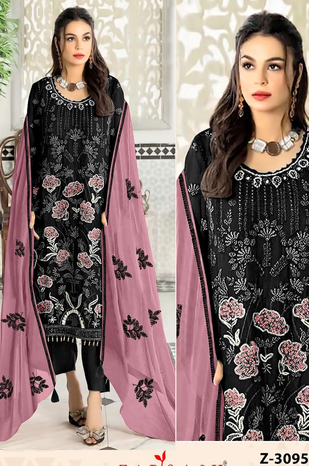 Zarqash Z 3095 330h Georgette fabrics Fancy Heavy Embroidered Pakistani Suit