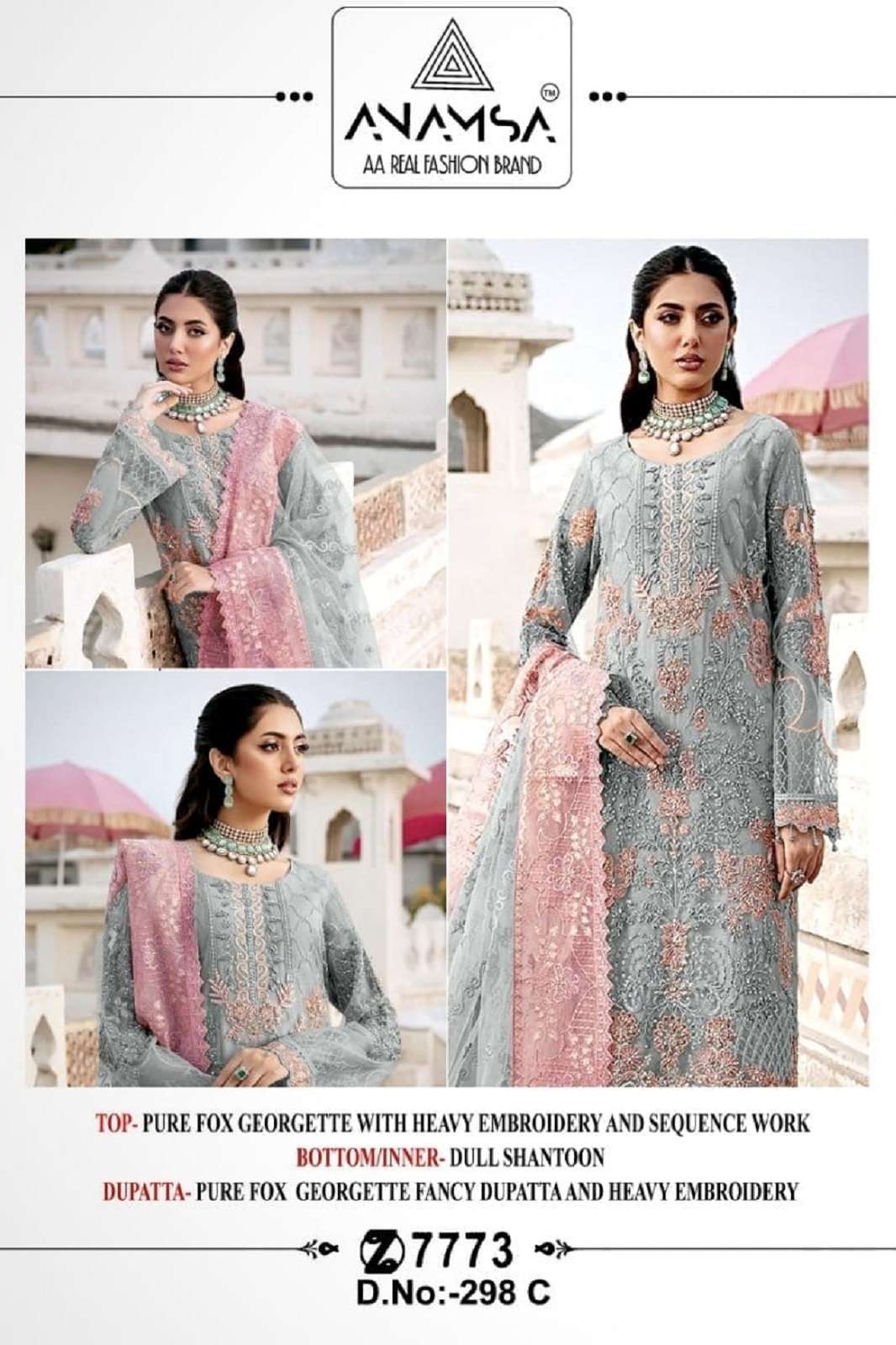 ANAMSA 298 SEMI STICHED PAKISTANI SALWAR SUITS