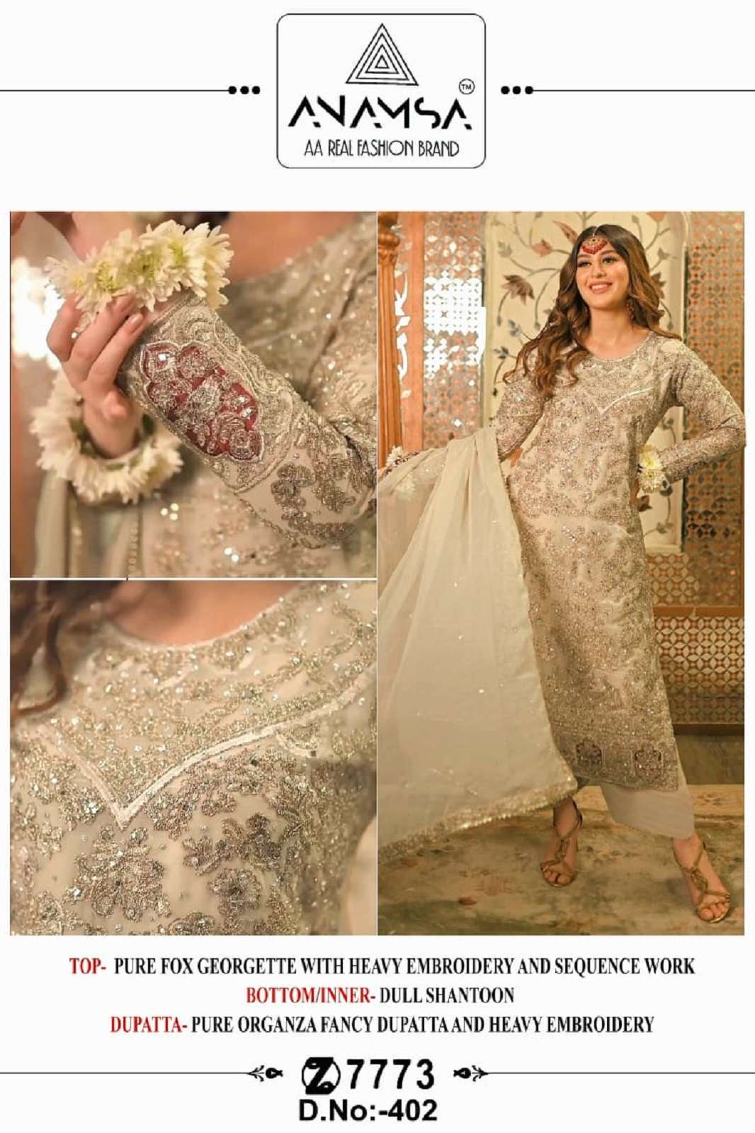 ANAMSA 402 SEMI STICHED PAKISTANI SALWAR SUITS