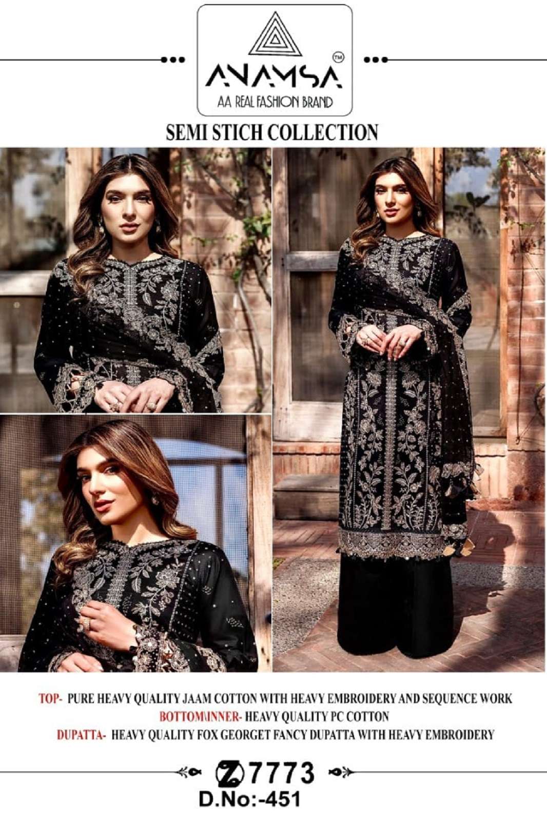 ANAMSA 451 SEMI STICHED PAKISTANI SALWAR SUITS