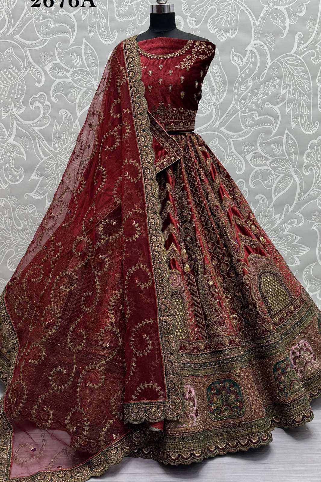 ANJANI ART 6126 2676A & 2676B Indian Designer Bridal Velvet Lehenga Choli