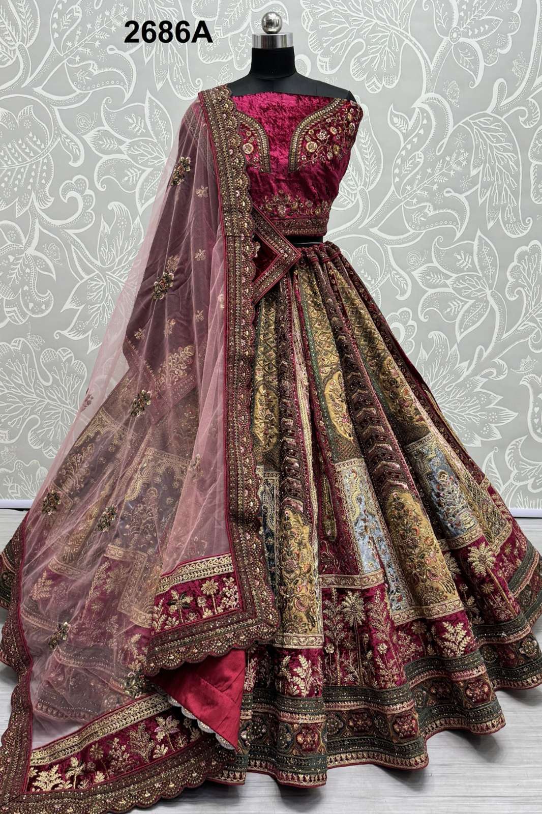 ANJANI ART 6541 2686A & 2686B Indian Traditional Velvet Bridal lehenga Choli 