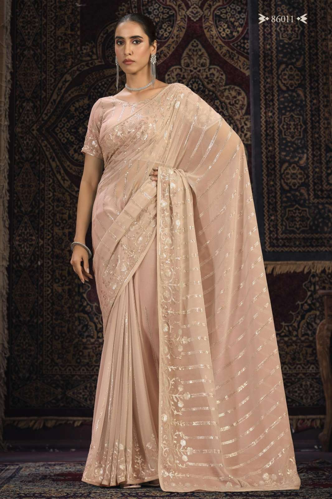 ARYA SWARNA VOL-08 86011 6534 Real Georgette Beautiful Sequins Work Saree