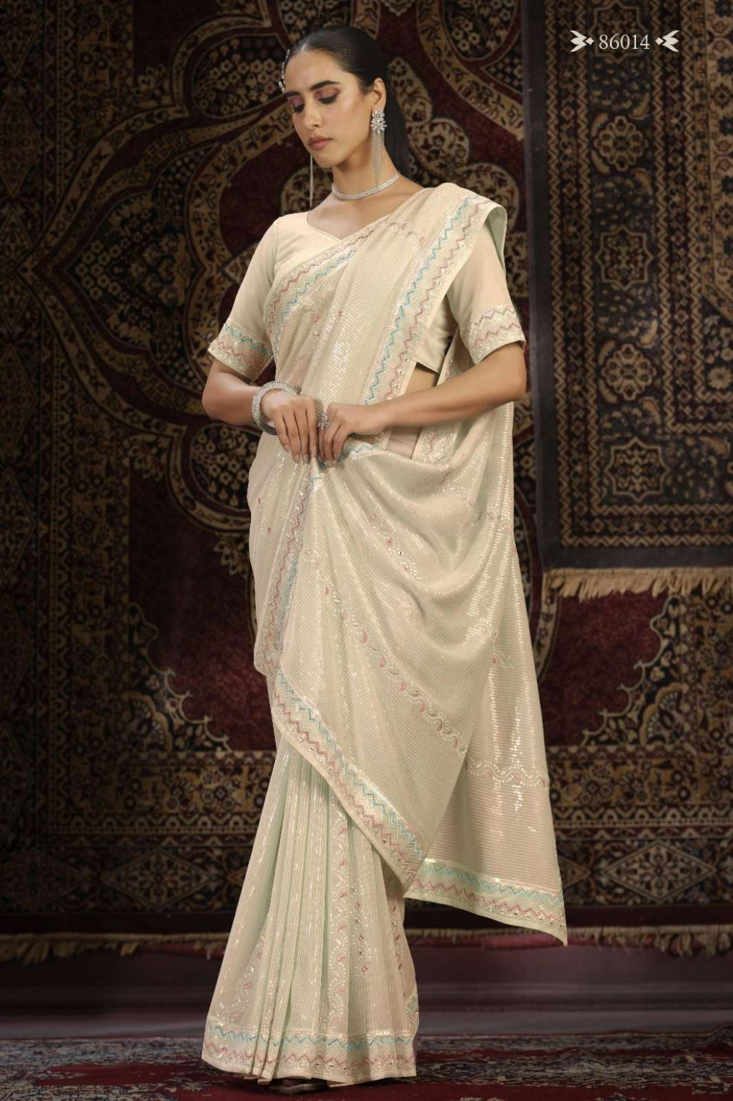 ARYA SWARNA VOL-08 86014 6534 Real Georgette Beautiful Sequins Work Saree