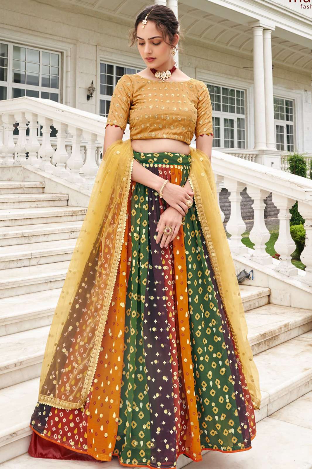 BANWARI FASHION 6119 NYKAA V Designer Silk Multicolors Party Wear Lehenga 