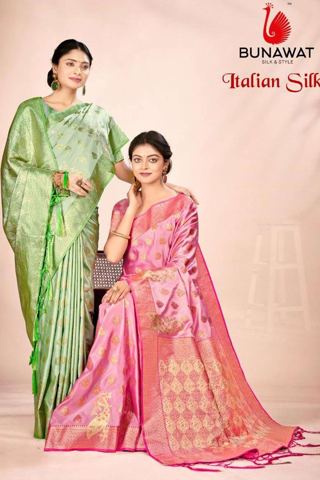 BUNAWAT 6155 Italian Silk Exclusive New collection Banarsi Satin Silk Saree 