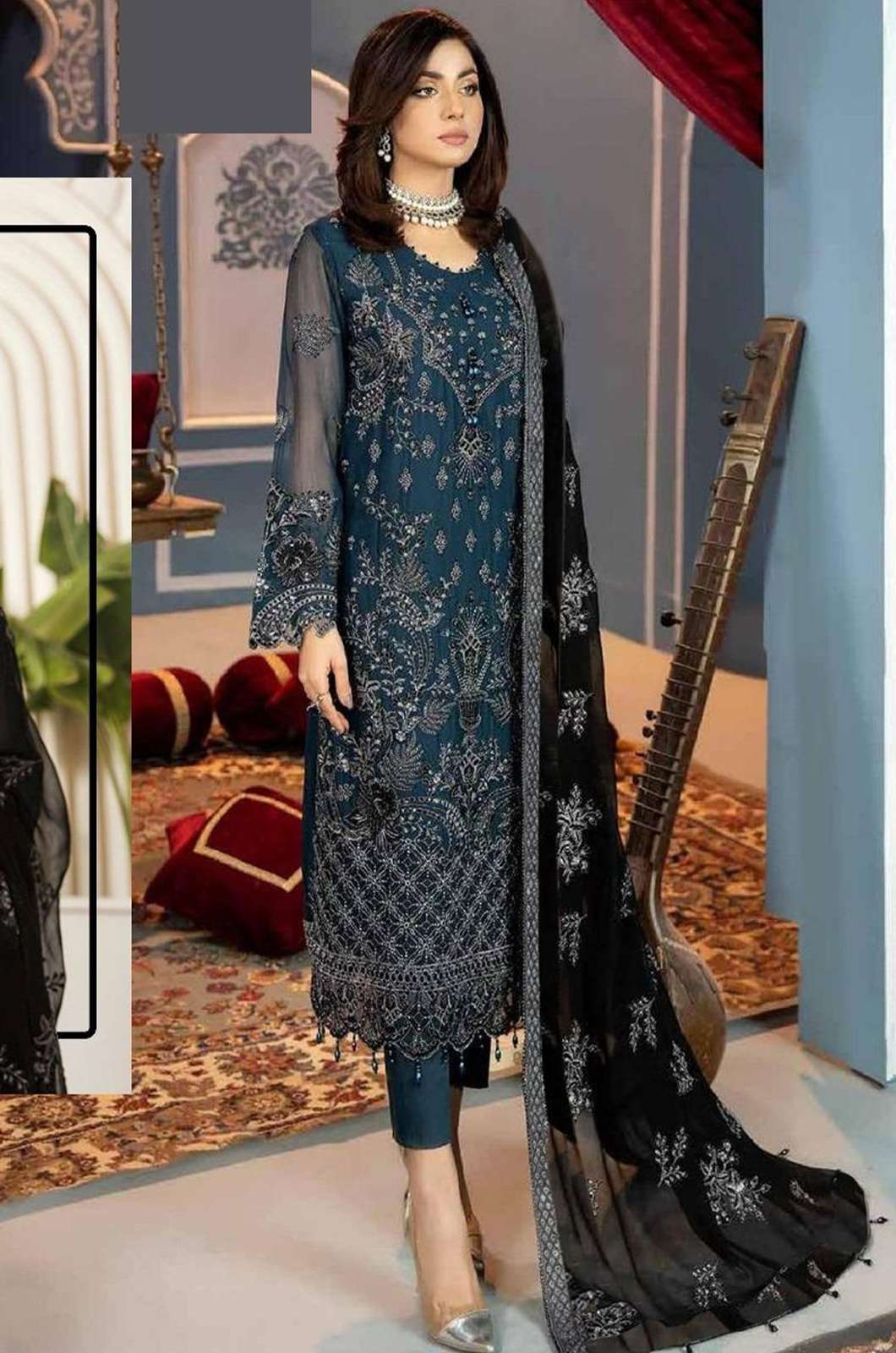 HOOR TEX H 197 A To D Embroidered Faux Georgette Pakistani Suit with Beautiful Dupatta