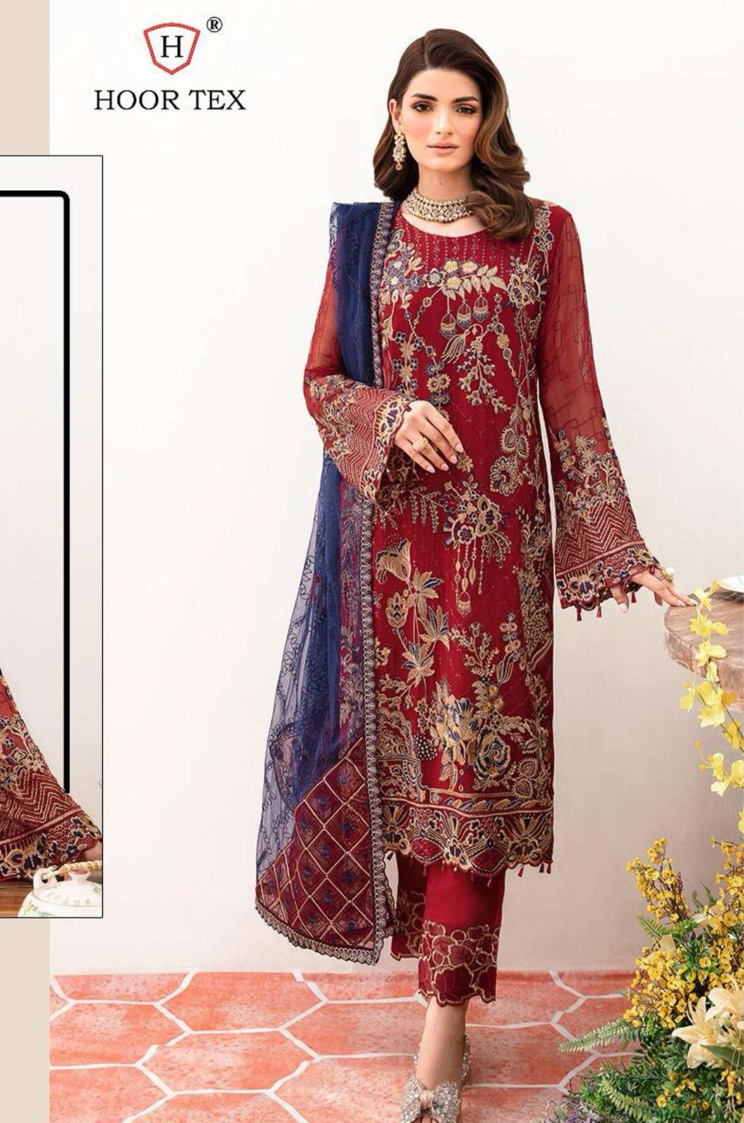 HOOR TEX H 248 Embroidered Faux Georgette Pakistani Suit with Beautiful Dupatta