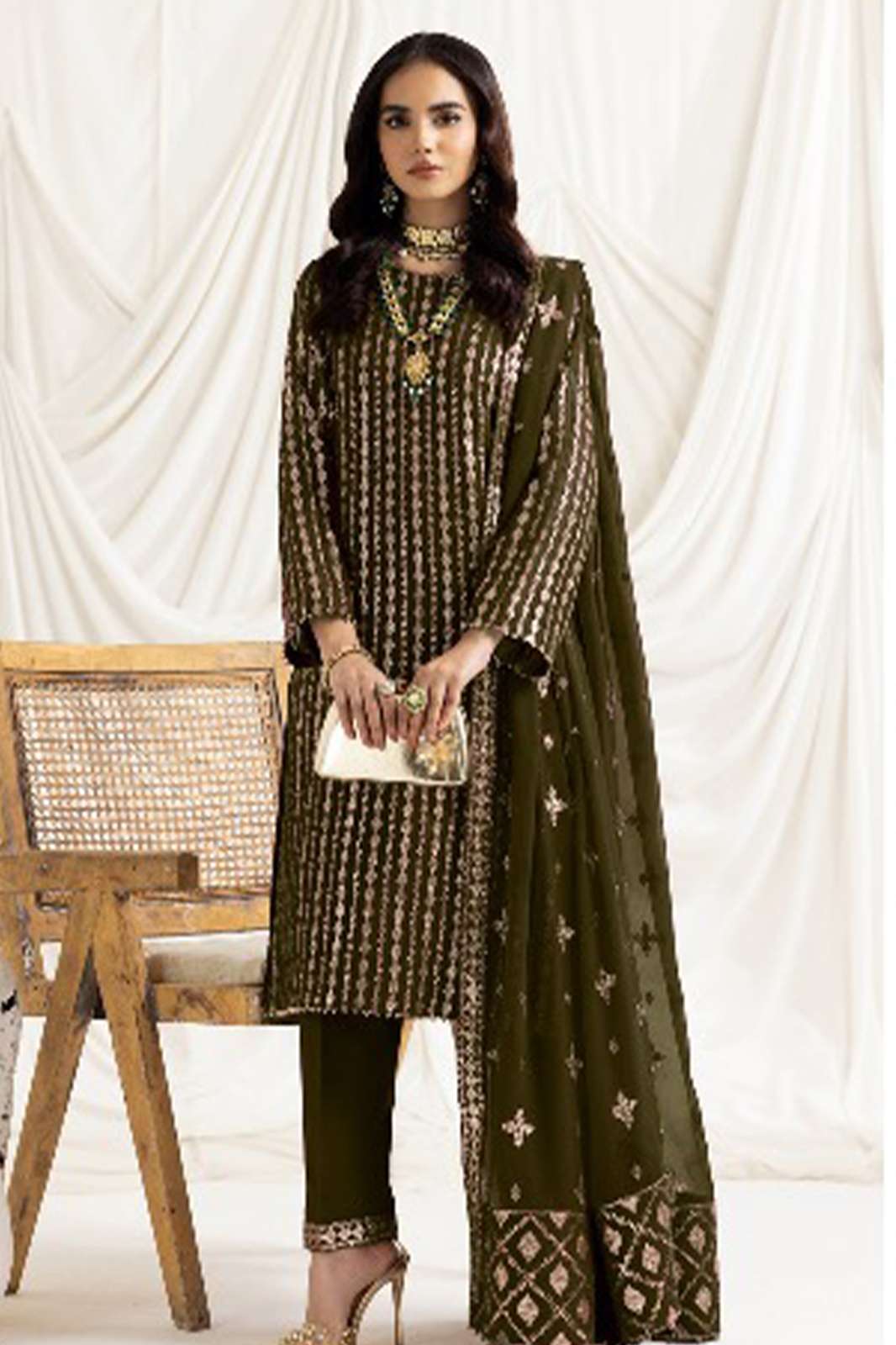 HOOR TEX H 259 A To D 345n Embroidered Faux Georgette Pakistani Suit 