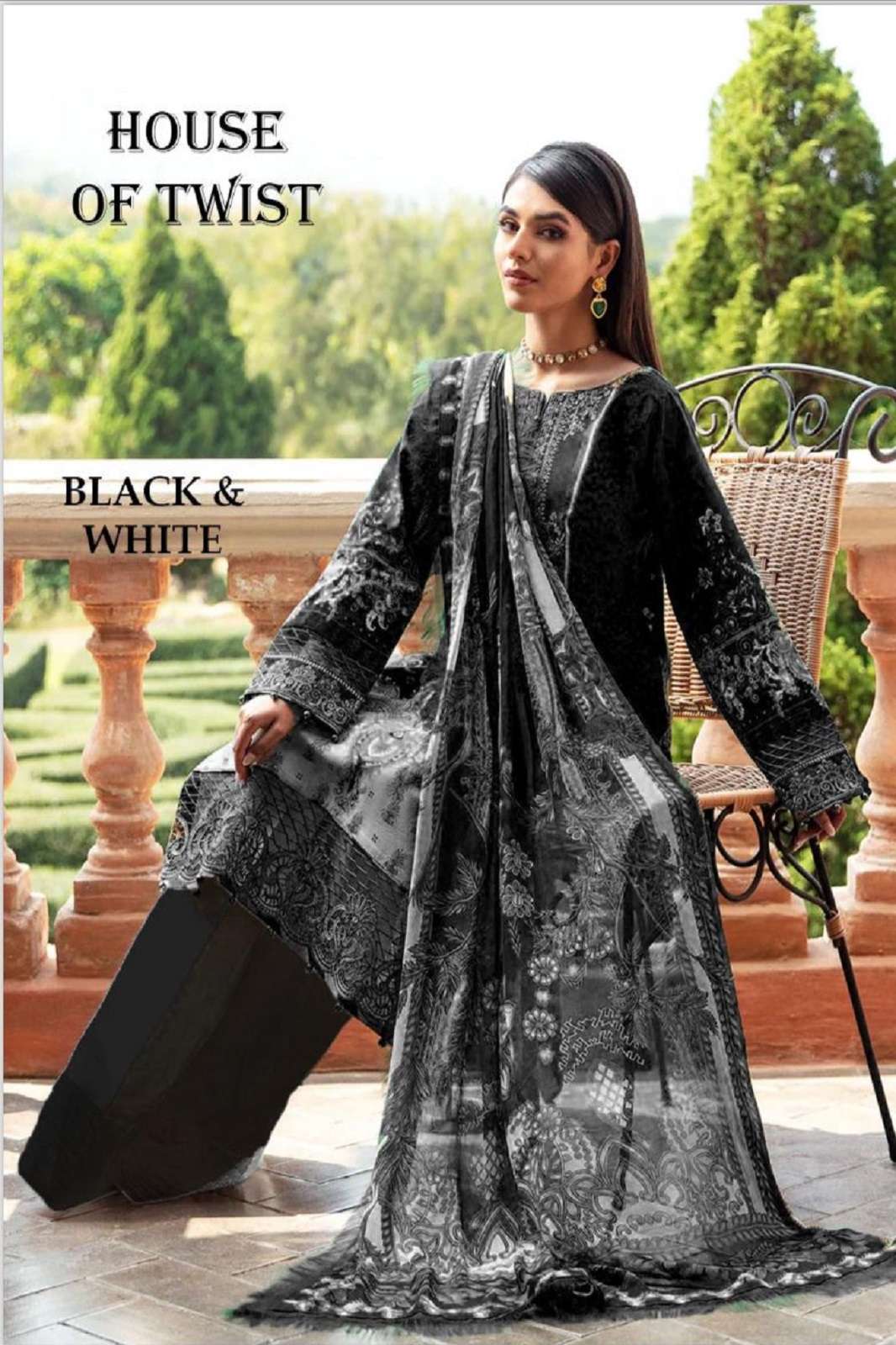 HOUSE OF TWIST ZAREEN BLACK AND WHITE DESIGNER SUITS