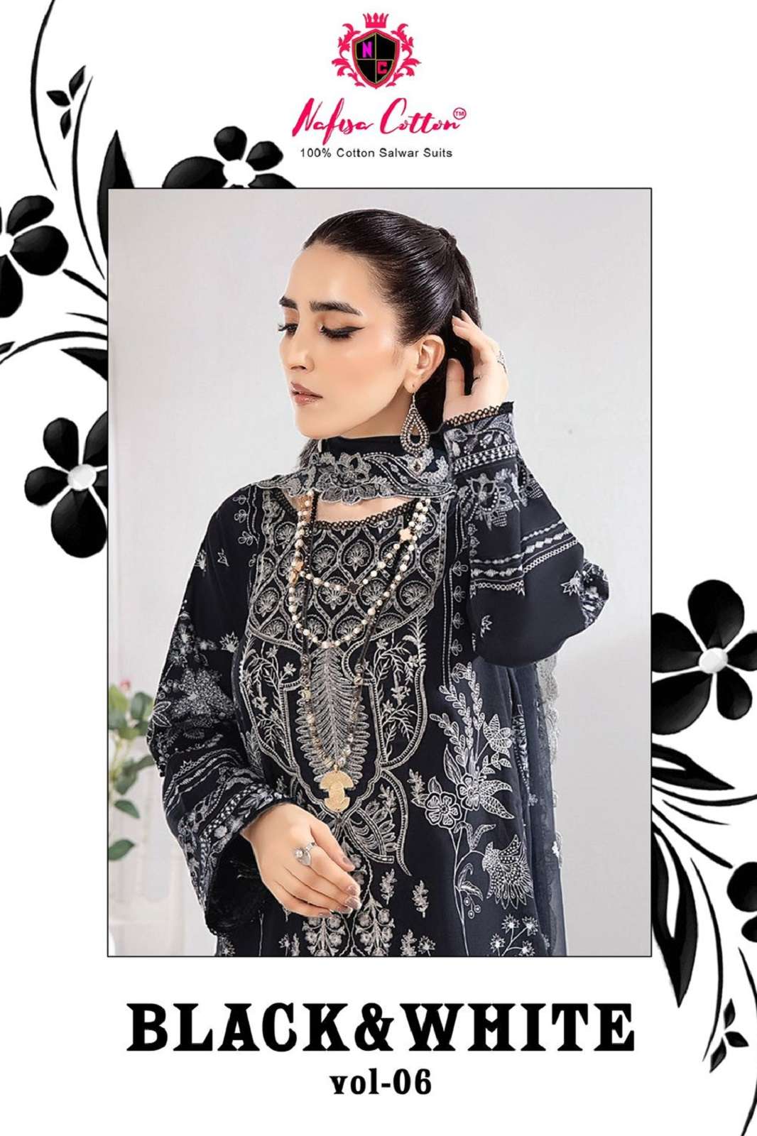 NAFISHA COTTON BLACK AND WHITE KARACHI QUEEN VOL 06