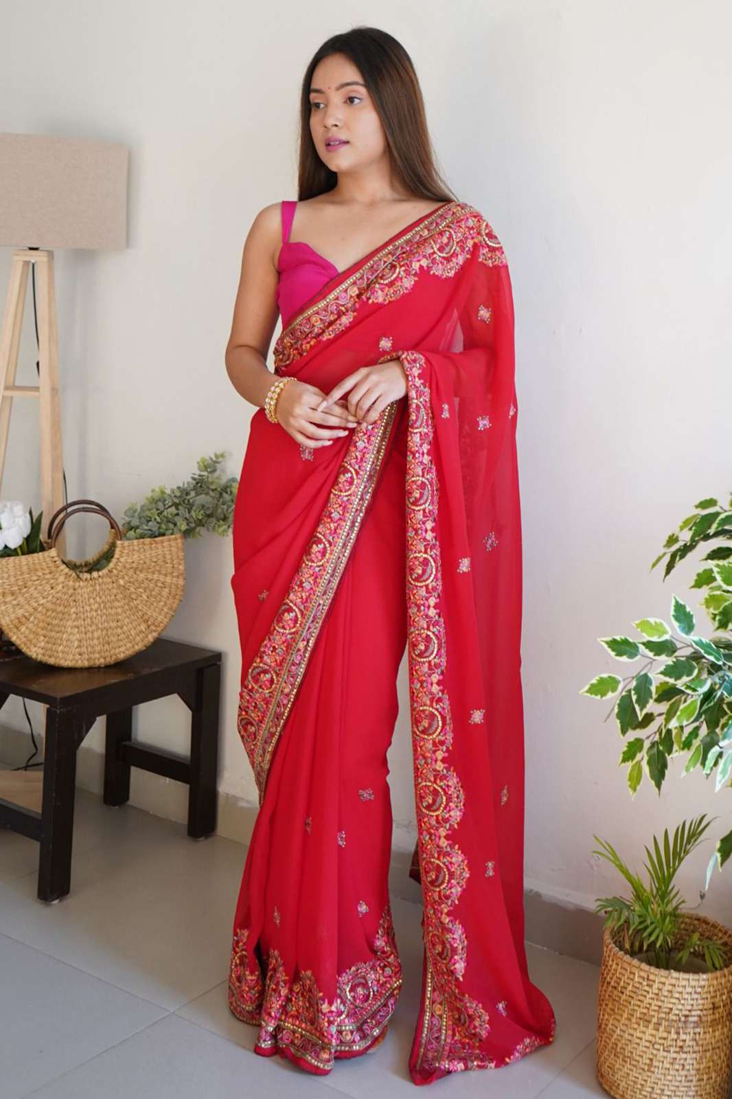 Shri Balaji Emporium 6265 SMITI Georgette Latest Collection Border Sarees 