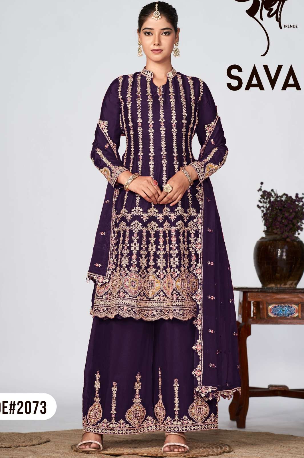 shri balaji emporium 6398 SAVAN festival wear designer chinon sharara suit