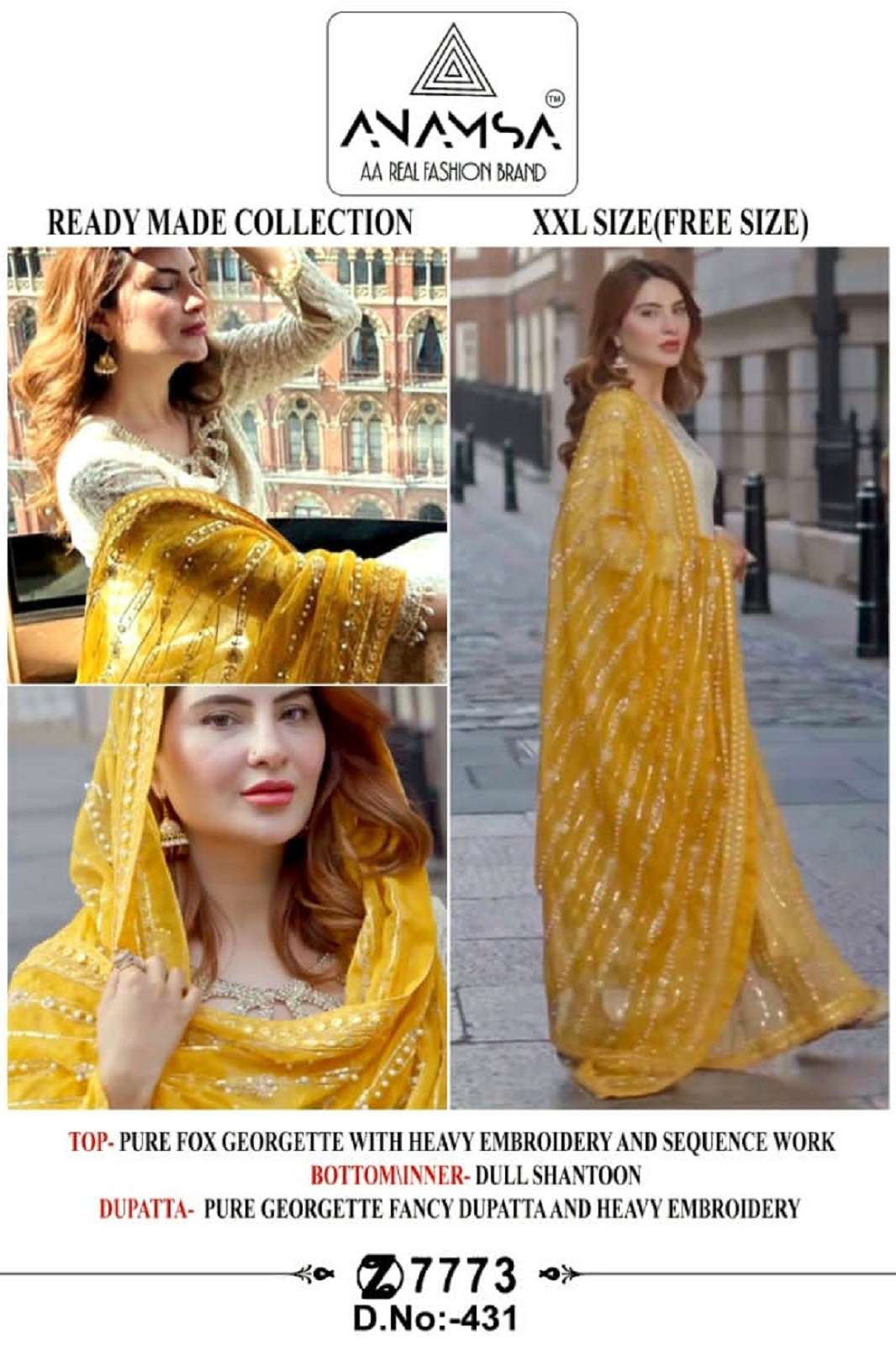 ANAMSA 431 SEMI STICHED PAKISTANI SALWAR SUITS