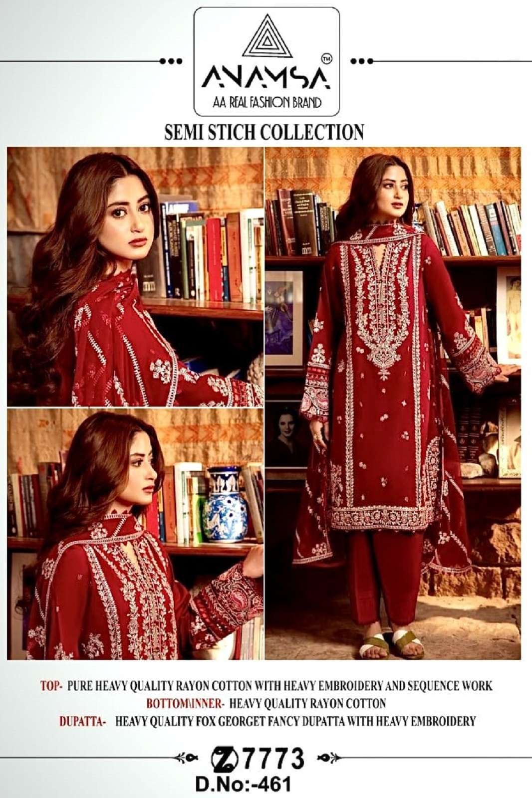 ANAMSA 461 SEMI STICHED PAKISTANI SALWAR SUITS