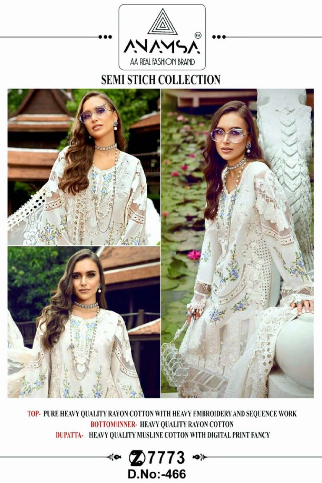 ANAMSA 466 SEMI STICHED PAKISTANI SALWAR SUITS