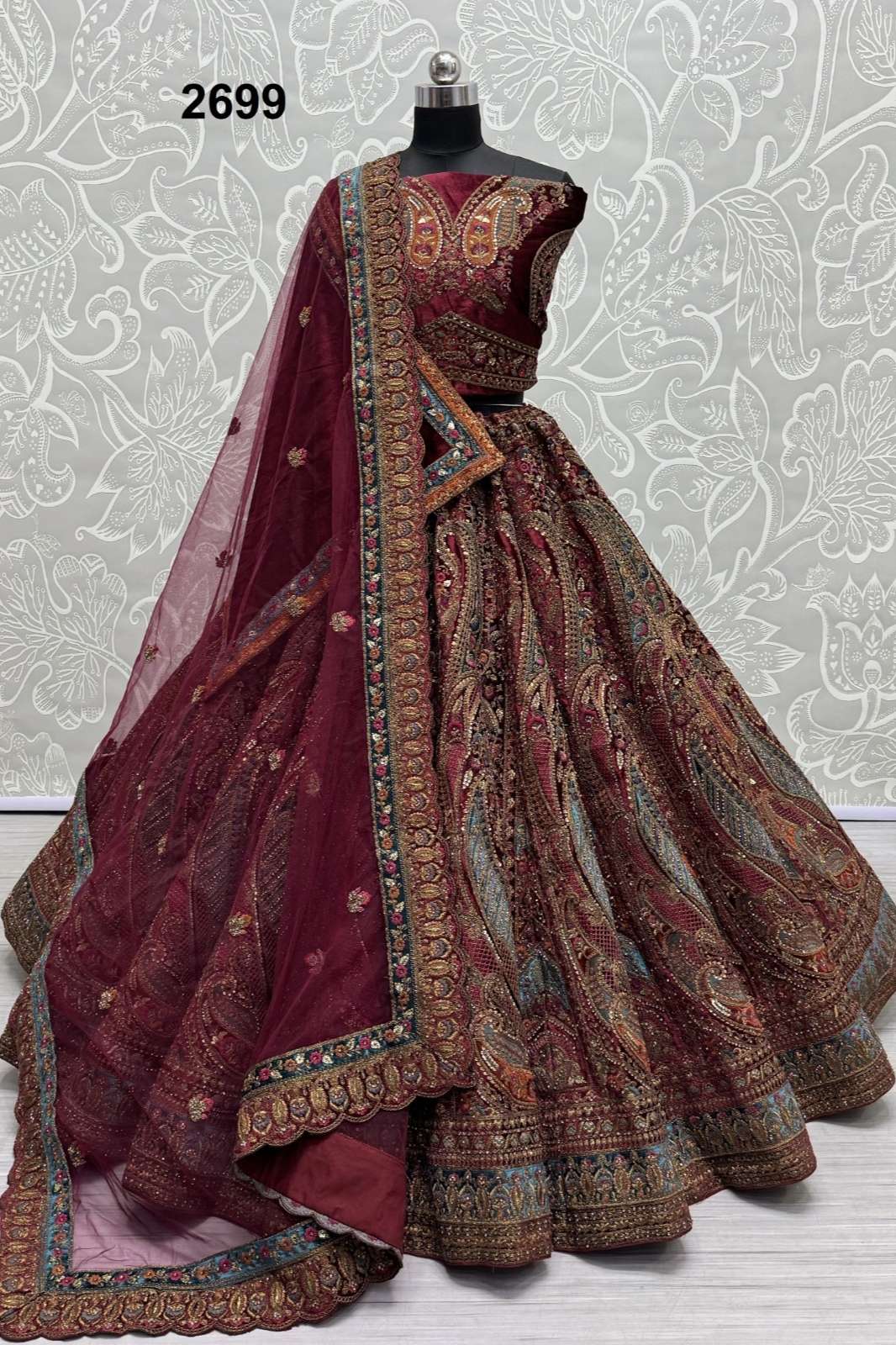 ANJANI ART 6771 2699 DESIGNER BRIDAL VELVET LEHENGA CHOLI