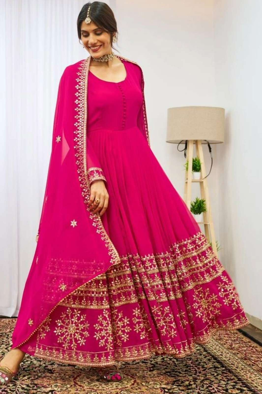 Arya TF 317 6633 Beautiful Georgette Anarkali Suit With Zari Work & Sequence work