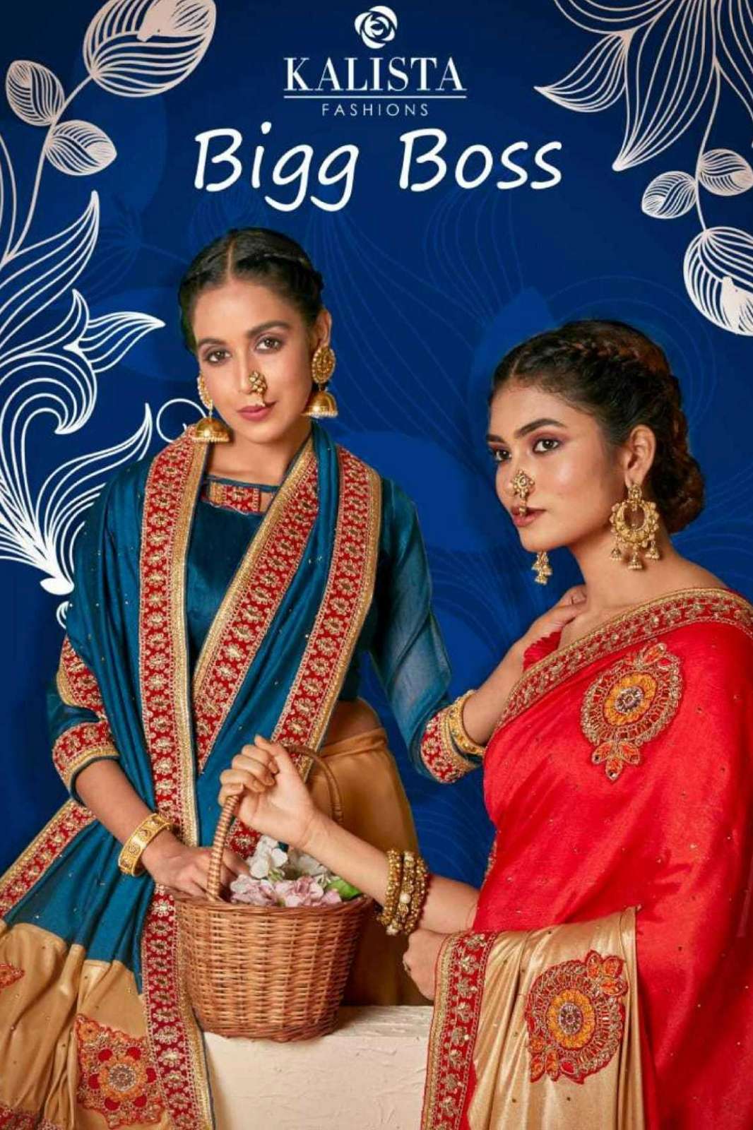 Kalista BIG BOSS 7121 Beautiful Vichitra Saree with  Embroidery Work