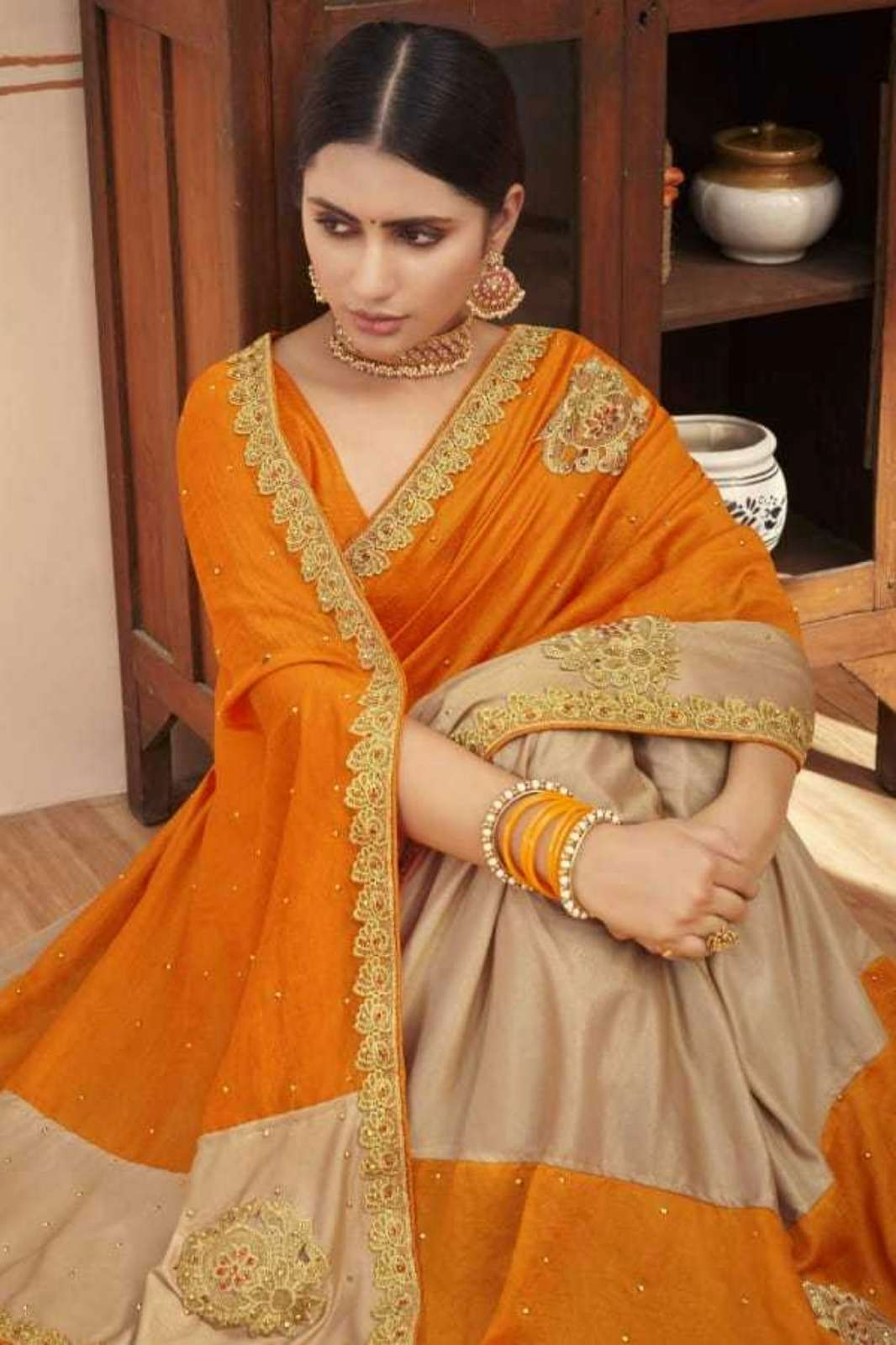 Kalista Timex 7122 Beautiful Vichitra Saree with  Embroidery Work