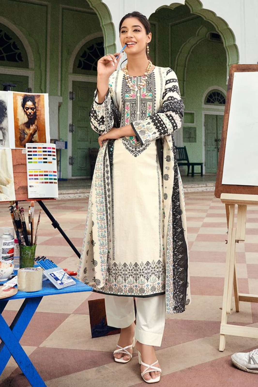 Mumtaz Arts 6687 THE ARTIST CASUAL WEAR  PRINT WITH HEAVY PAKISTAN SUIT