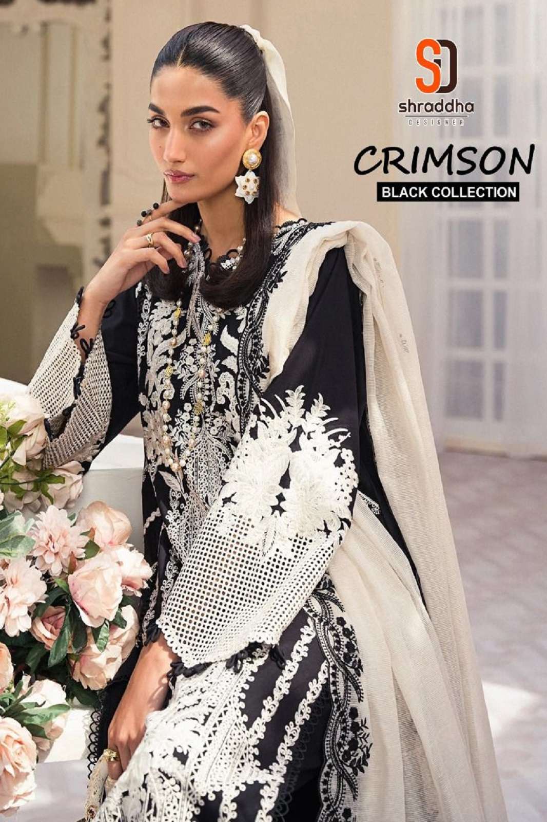 SHRADHA DESIGNER CRIMSON BLACK PAKISTANI COLLECTION