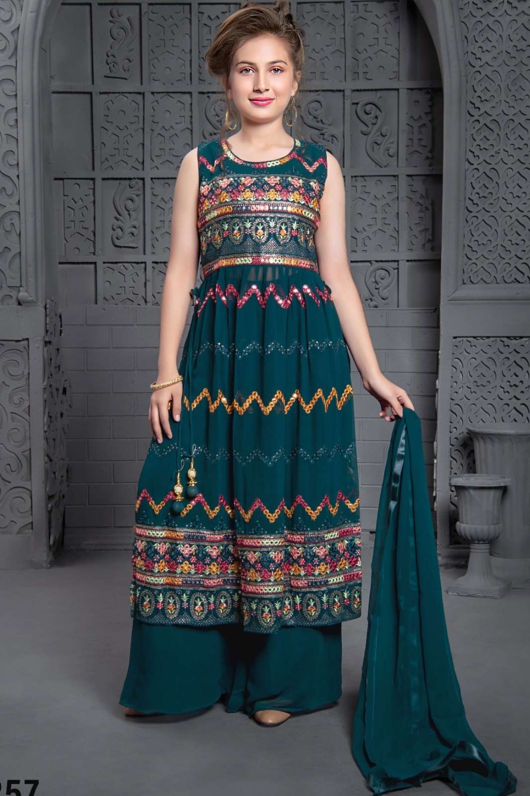 shri balaji emporium 6691Kidswear Nayra cut party wear designer sharara suit