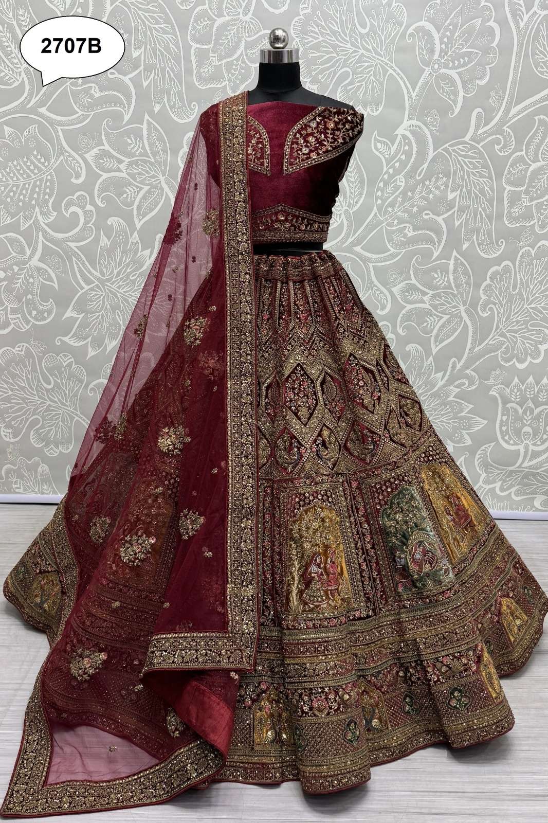 ANJANI ART 7131 2707A TO 2707D DESIGNER VELVET BRIDAL LEHENGA CHOLI