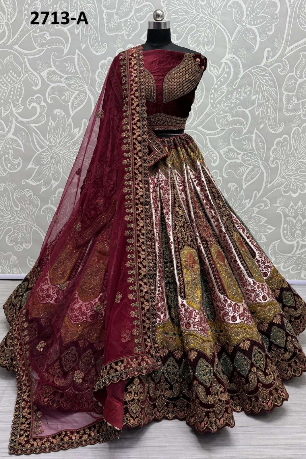 ANJANI ART 7132 2713A & 2713B TRADITIONAL DESIGNER BRIDAL VELVET LEHENGA CHOLI