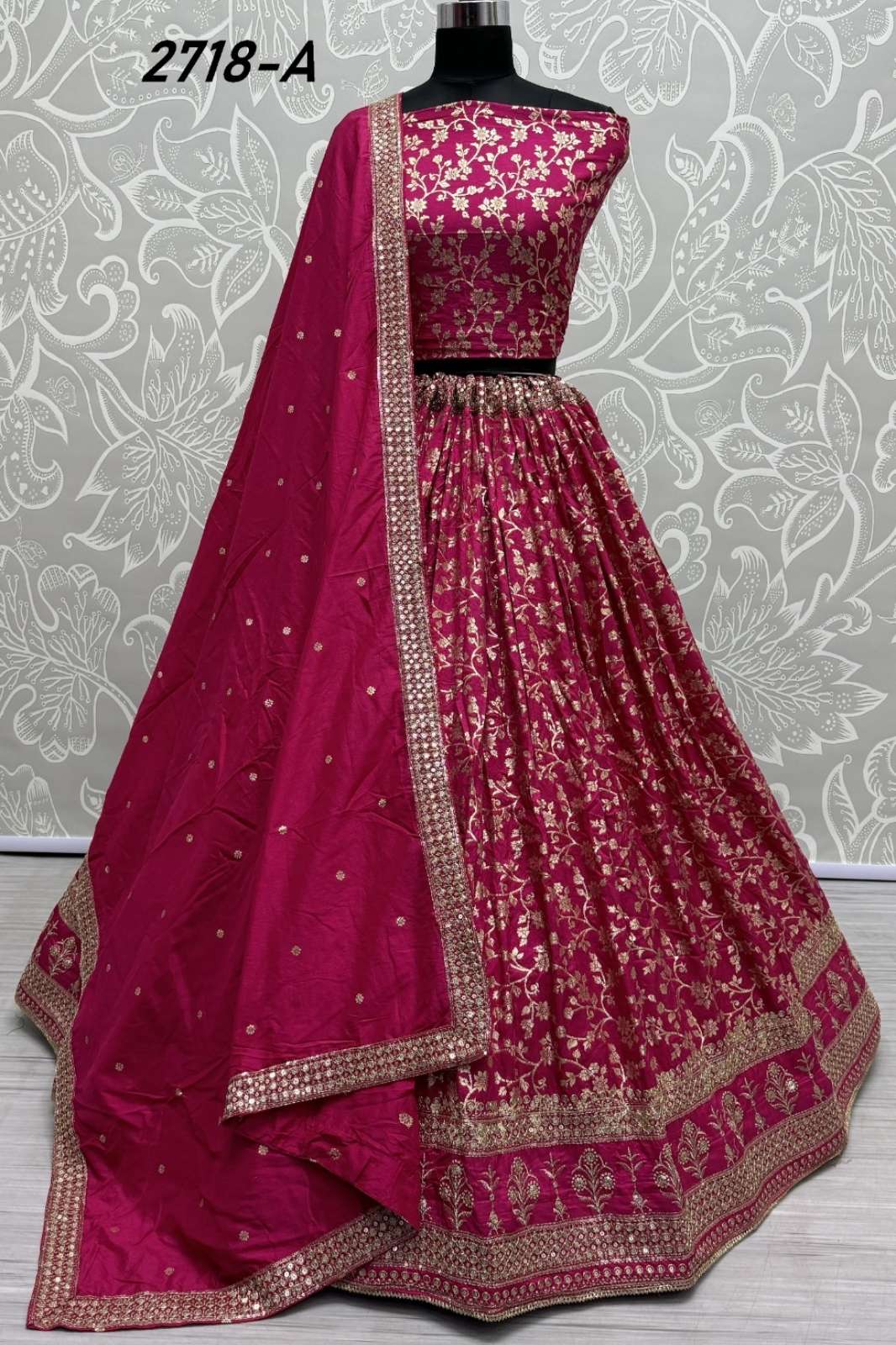 ANJANI ART 7509 2718A & 2718B RANI EMBROIDERY WORK BRIDAL WEAR RIMZIM VISCOSE LEHENGA CHOLI