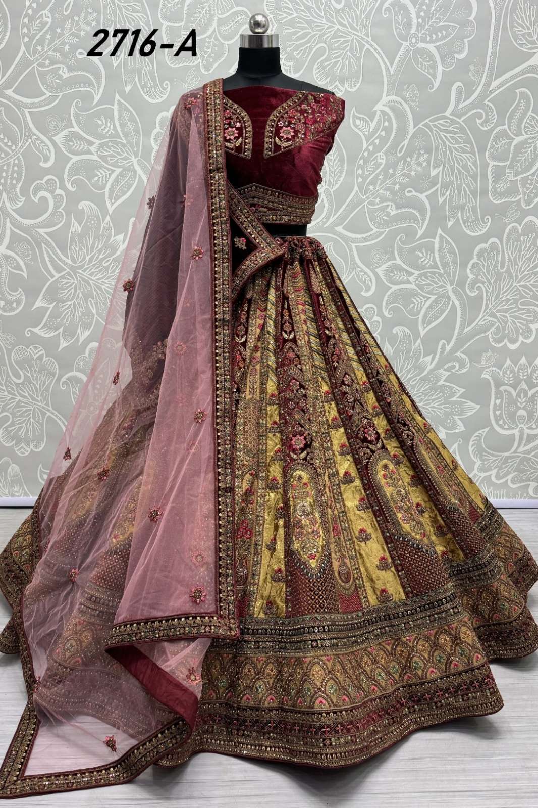 ANJANI ART 7643 2716A TO 2716C Fancy Embroidery Work Designer Velvet Lehenga Choli