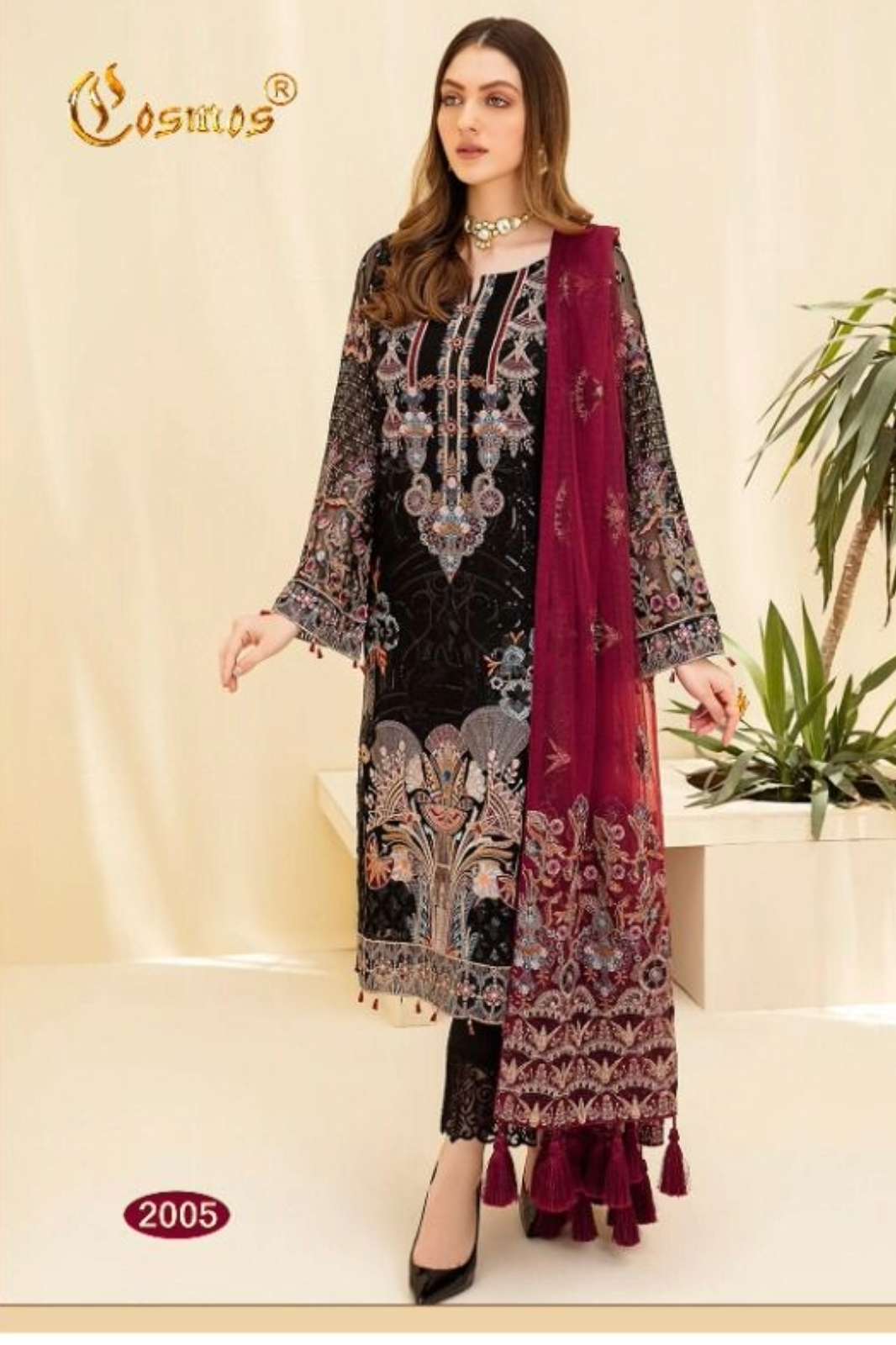 COSMOS 329q 2005 Embroidered Stylish Designer Heavy Work Pakistani Style Salwar Suit