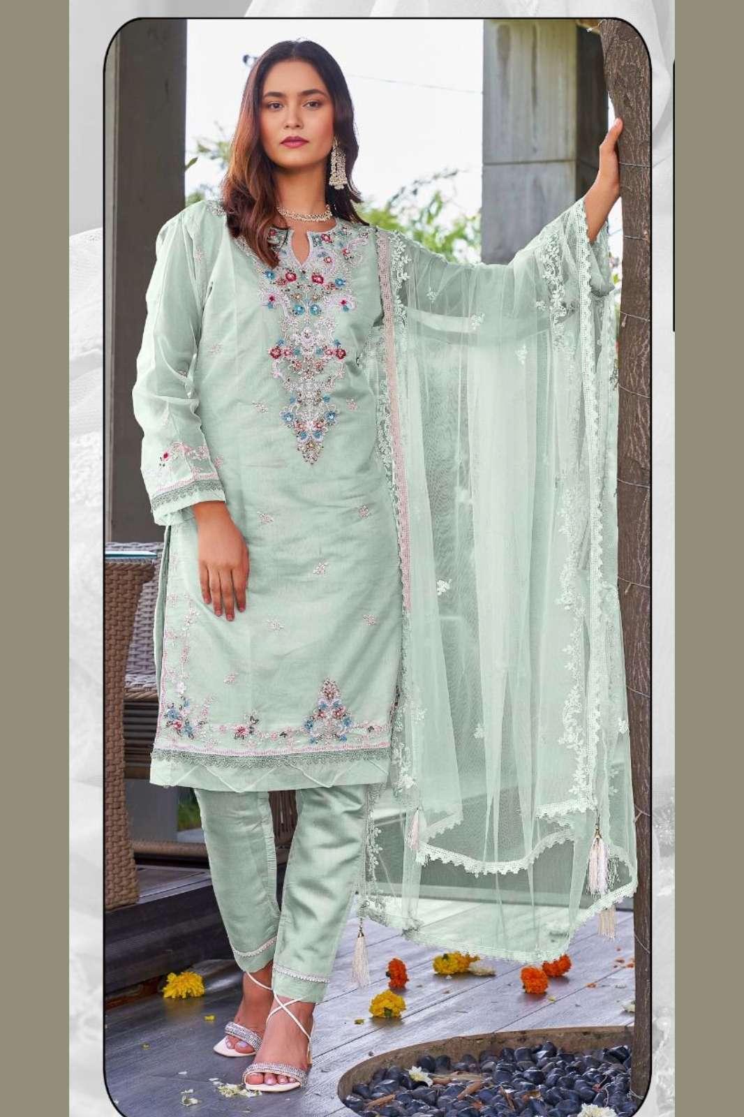 FEPIC 316q D NO:- iR 21208 ABC FESTIVAL WEAR DESIGNER ORGANZA  PAKISTANI SUIT SET