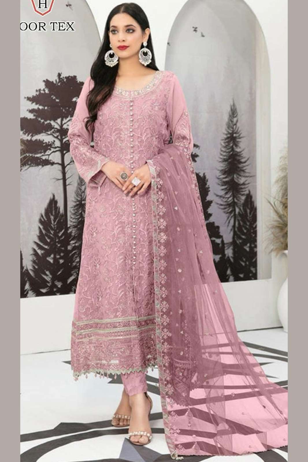 HOOR TEX 319q H-243,A To C DESIGNER FOX  GEORGETTE PAKISTANI SEMI STICHED SALWAR SUITS