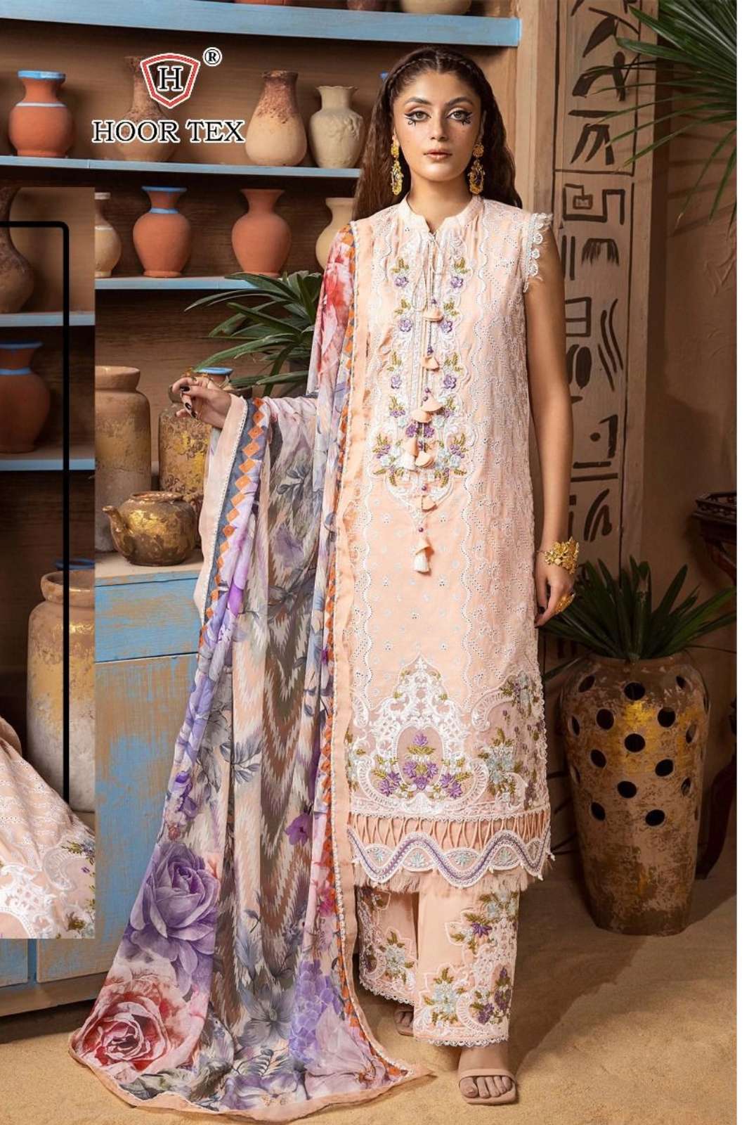 HOOR TEX 350q H-303 DESIGNER COTTON EMBROIDERED PAKISTANI SUIT