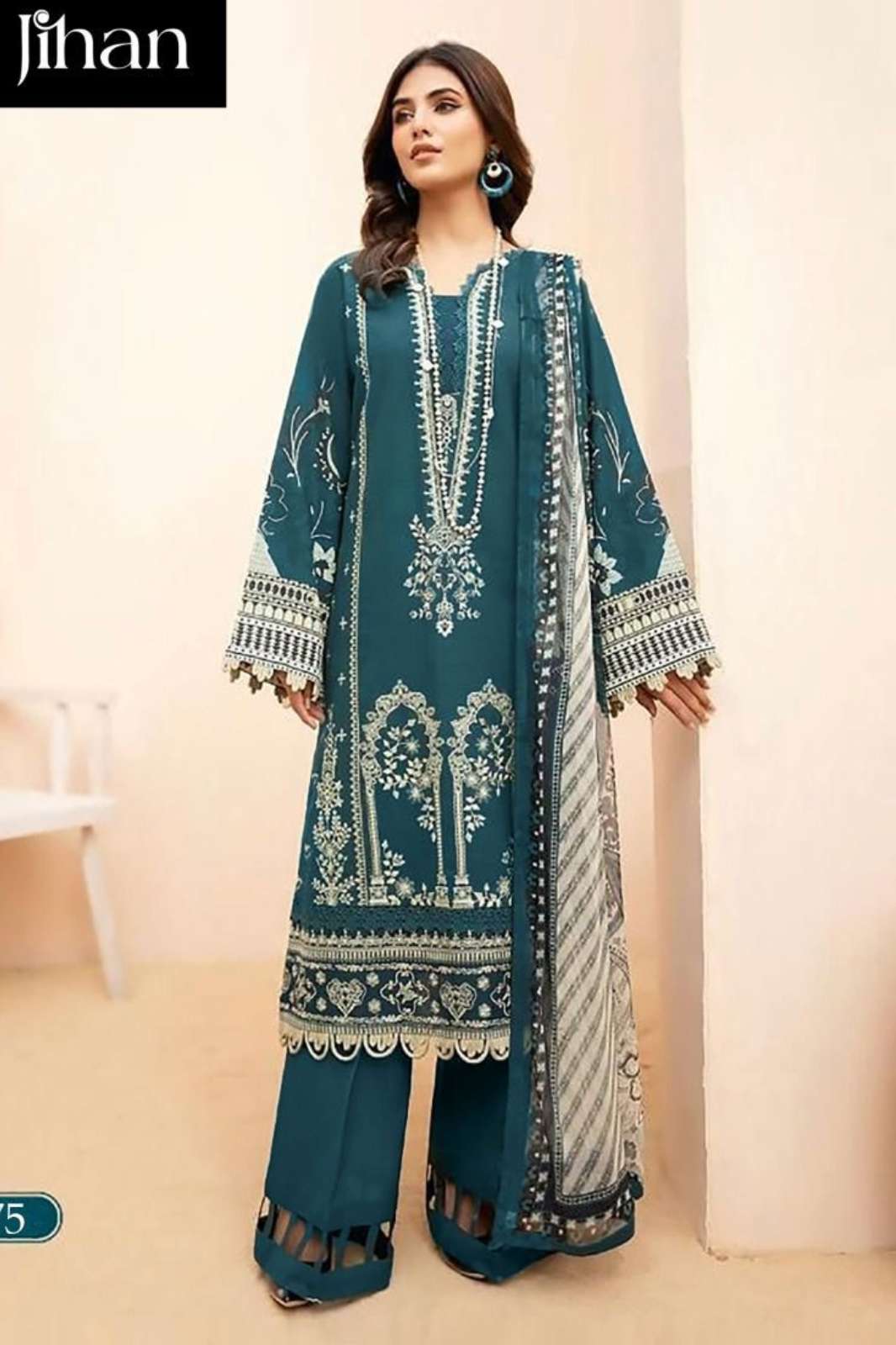 JIHAN 317q JIHAN-3375 EMBROIDERY WORK DESIGNER LAWN COTTON  PAKISTANI SUIT  