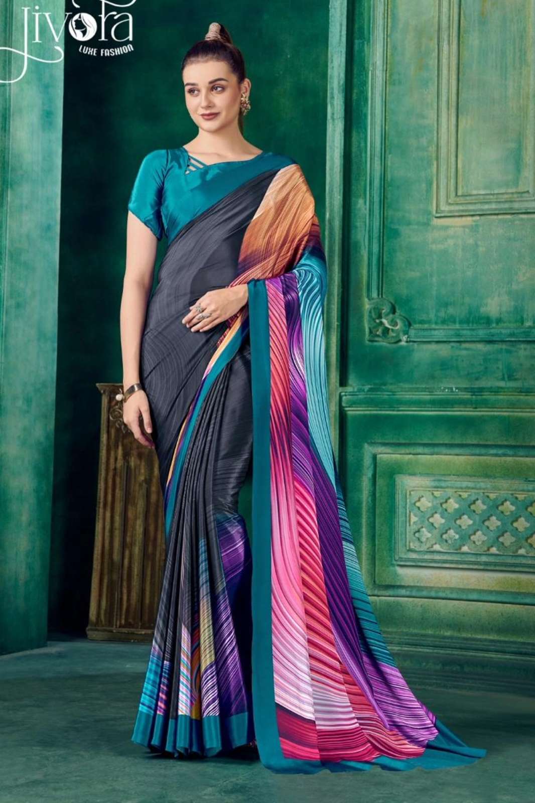 Jivora 7360 Rio(1305 to 1318) Natural Crepe Printed Designer Saree