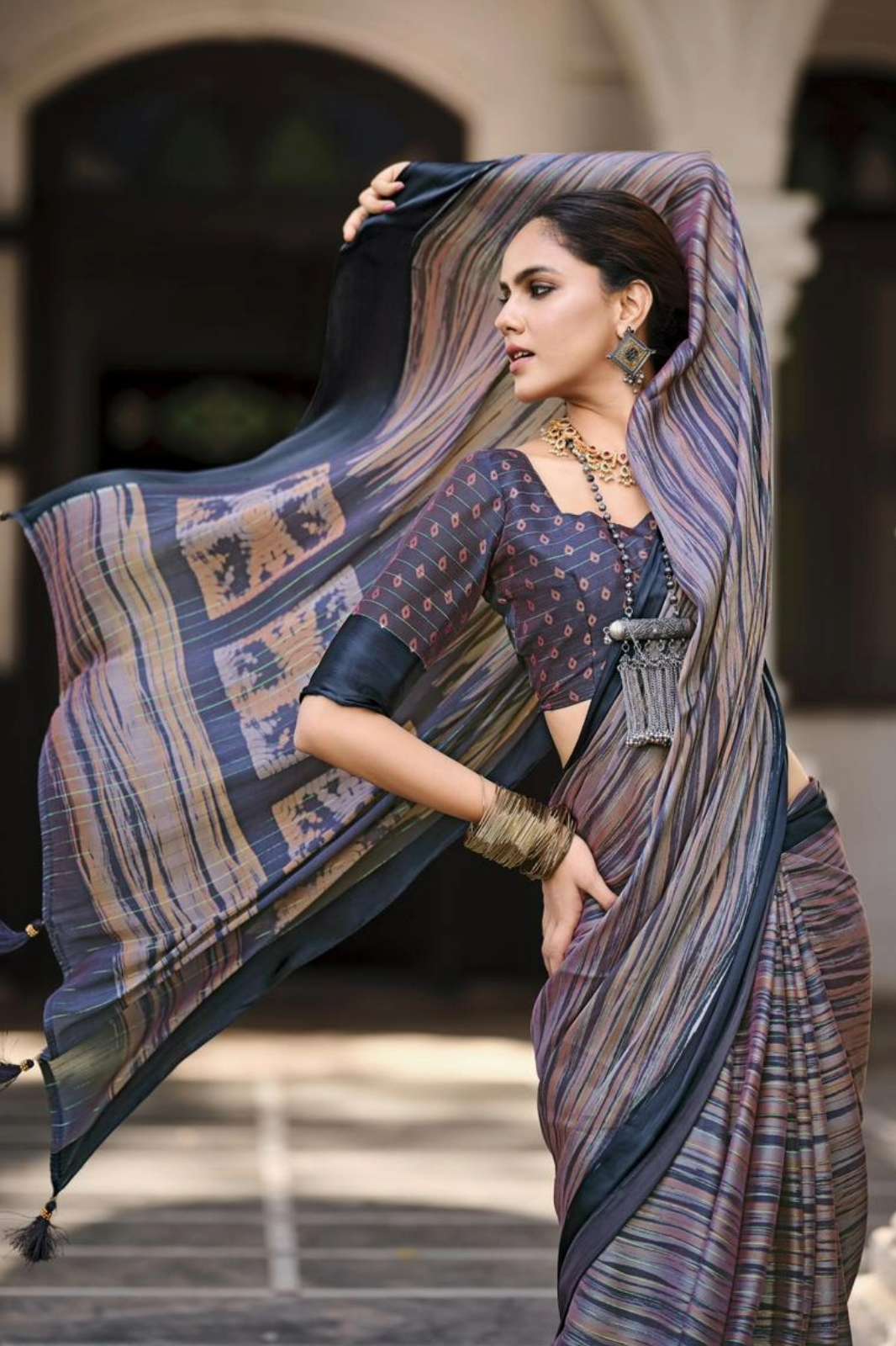 LT FABRICS MANYATA 7515 Soft Silk Embroidered Saree with Print Work 