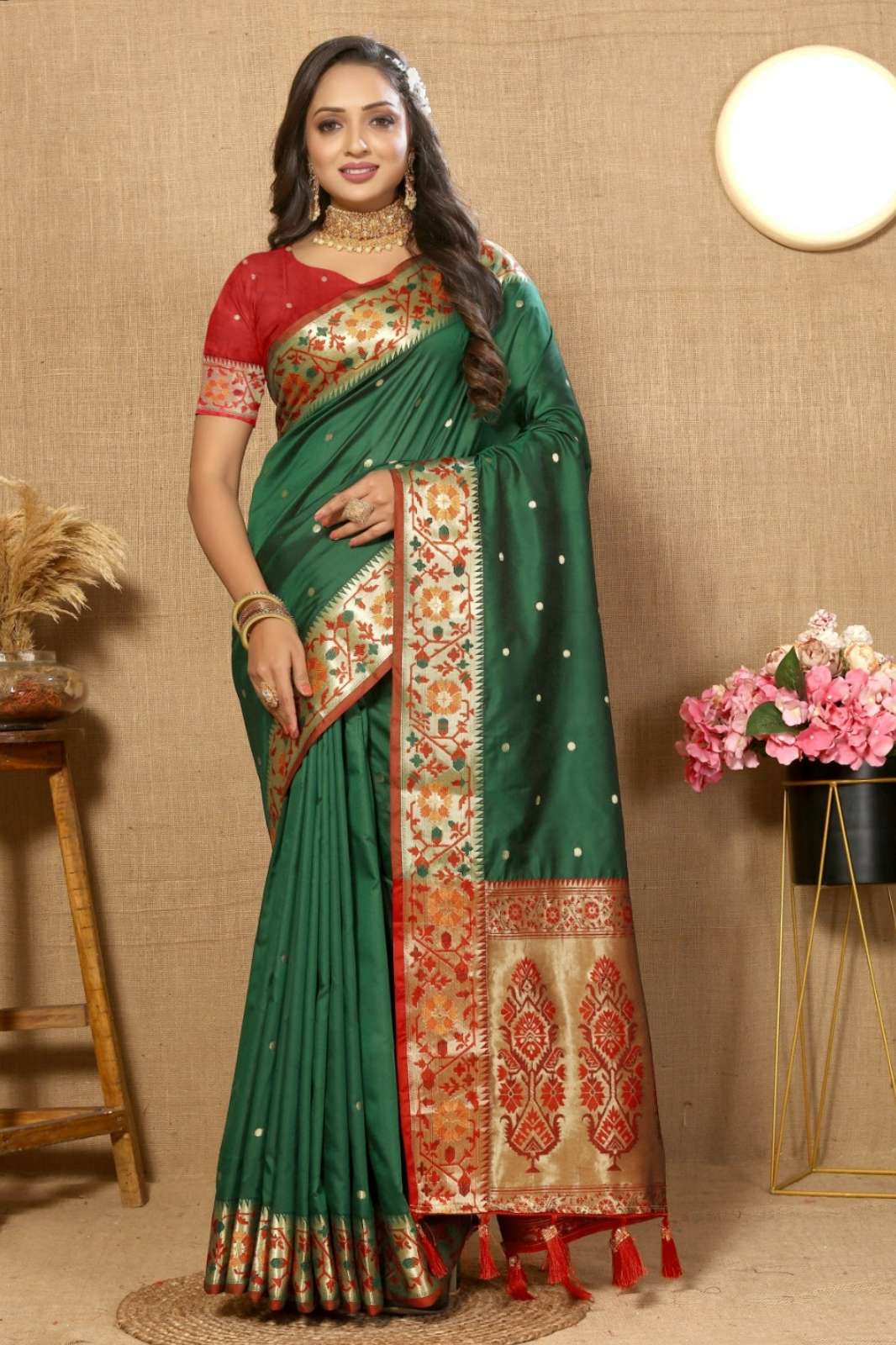 murti nx  7546 NX300-A TO NX300-F soft pathanisilk saree with zari weaving desing and meenakari 