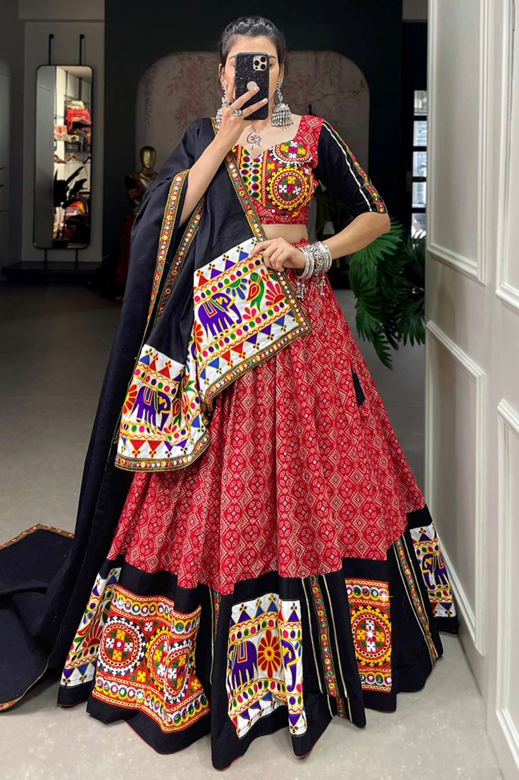  PAYAL CREATION 7600 1693RED Navratri traditions of garba Special designer pure cotton lehenga choli