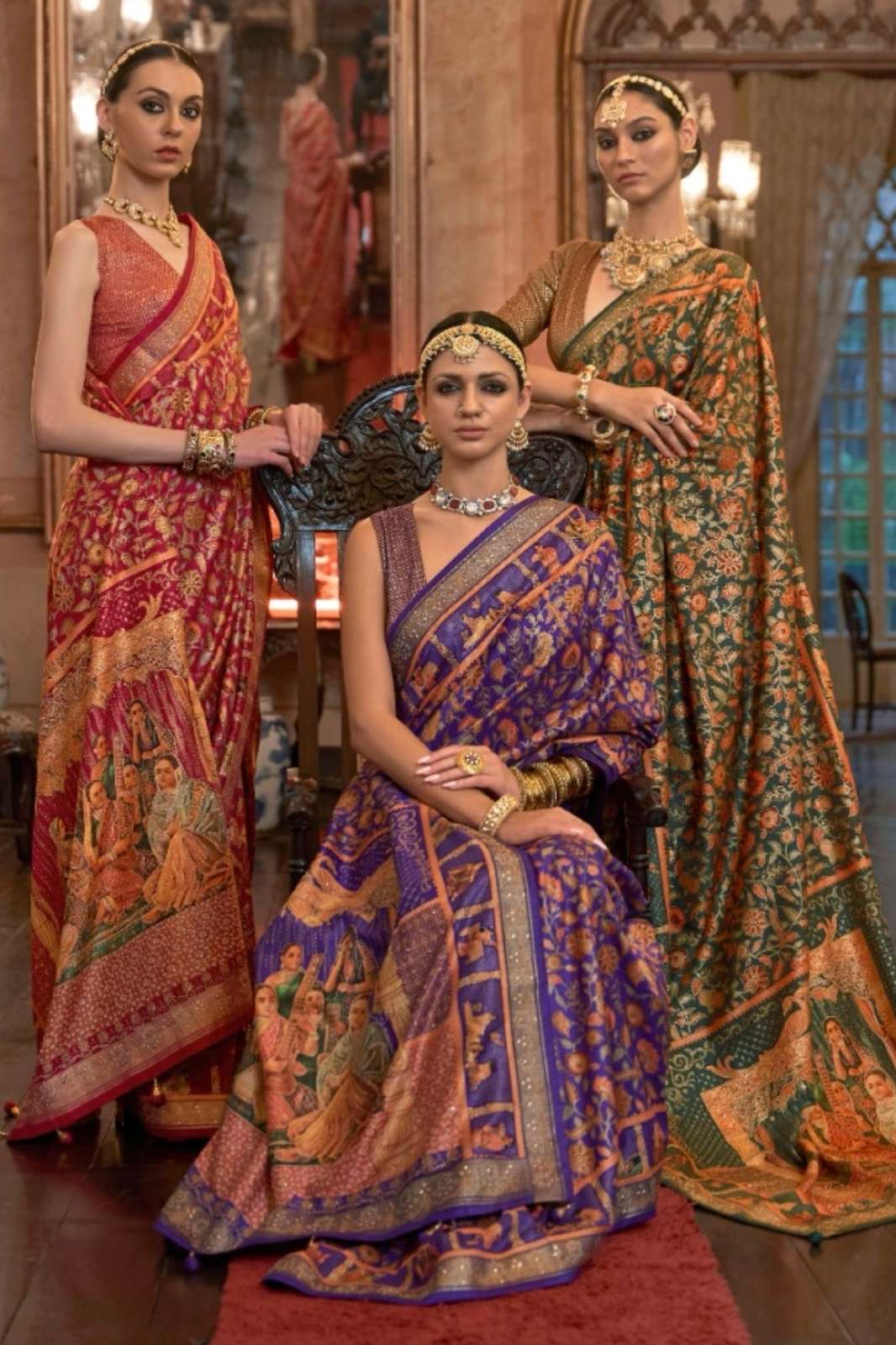 REWAA 7333 Padmavat INDIAN WOMEN DESIGNER PATOLA SMOOTH SILK SAREE