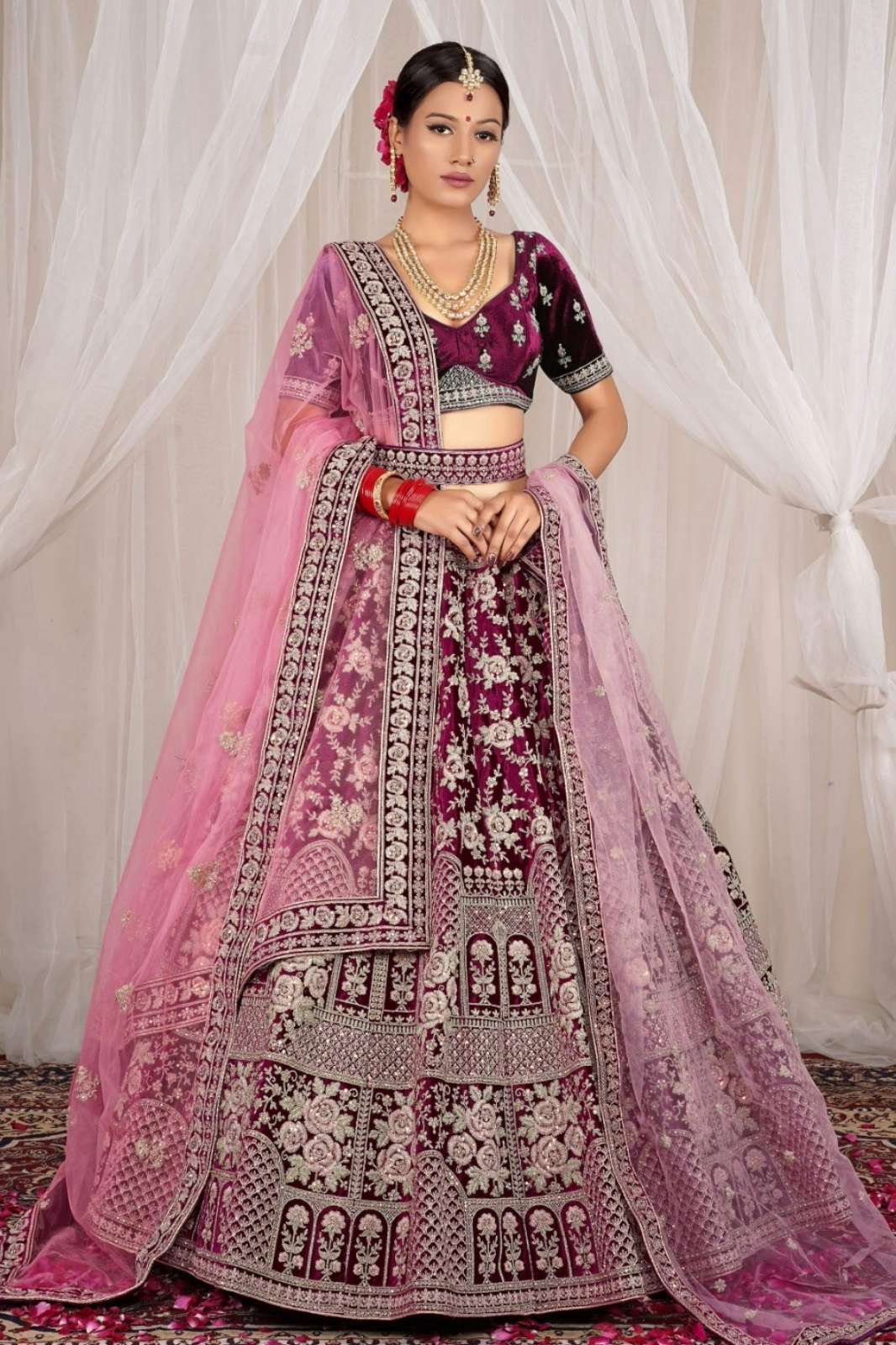 Shri Balaji Emporium 7351-92 Beautiful Velvet Bridal Lehenga