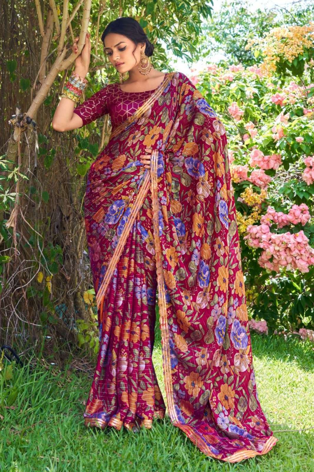 STAVAN 7722 FEENA WEAVING ZARI PATTERN CHIFFON SAREE