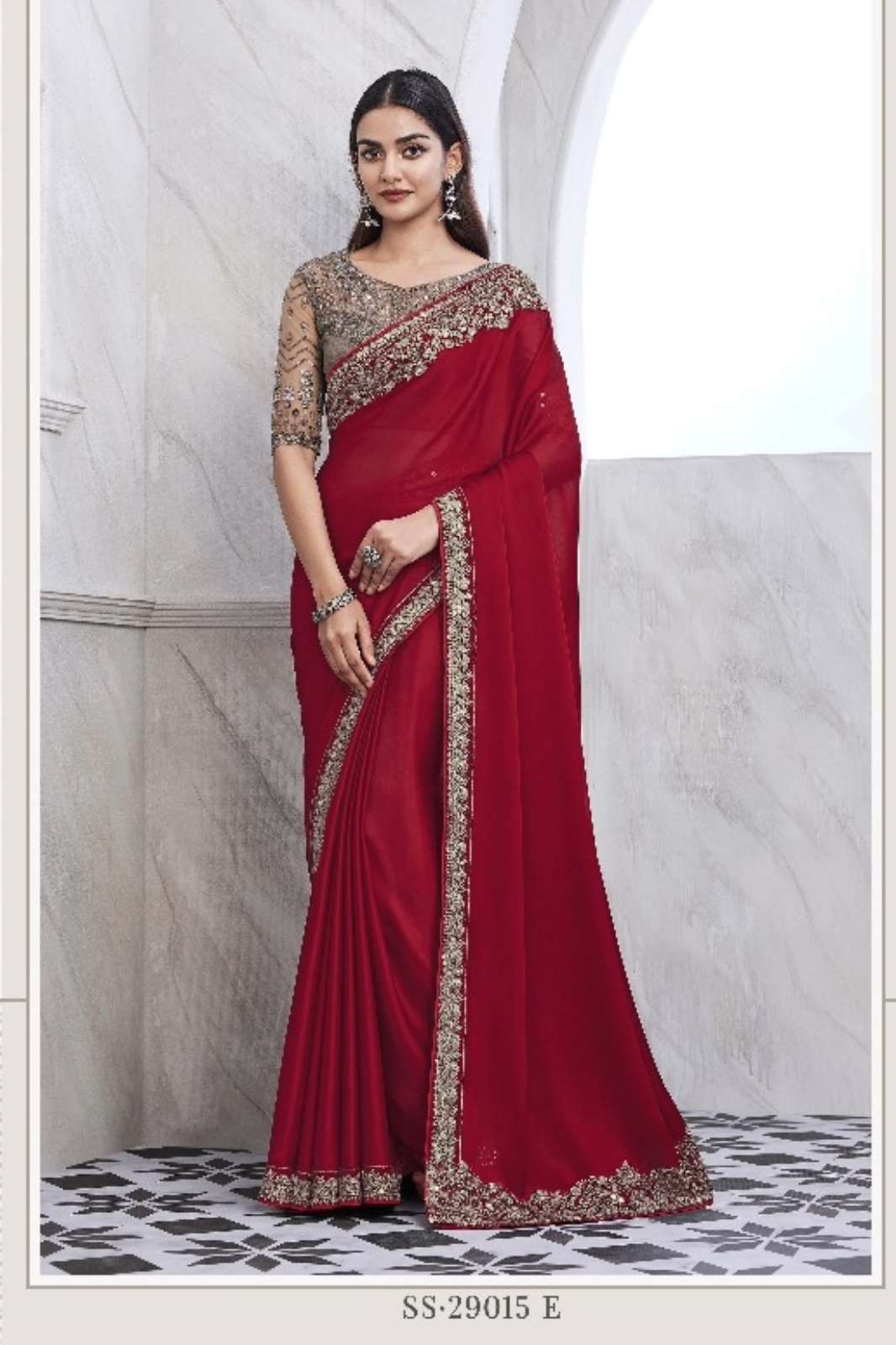 TFH 7668 (29015 SERIES) SILVER SCREEN 19 CHIFFON SILK  DESIGNER PARTY WEAR SAREE